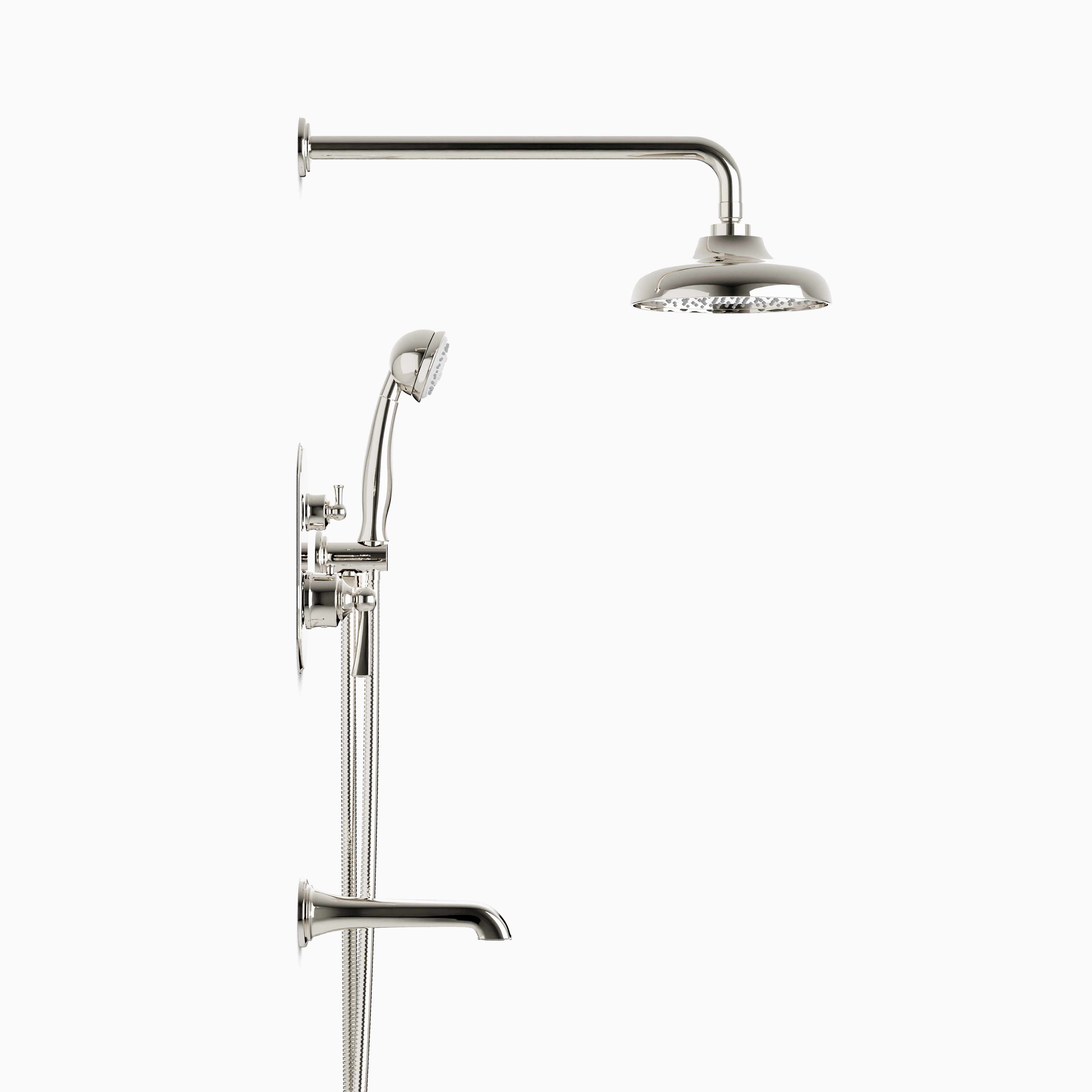 Linden Thermostatic Shower Trim Kit with Hand Shower & Tub Filler in Polished Nickel