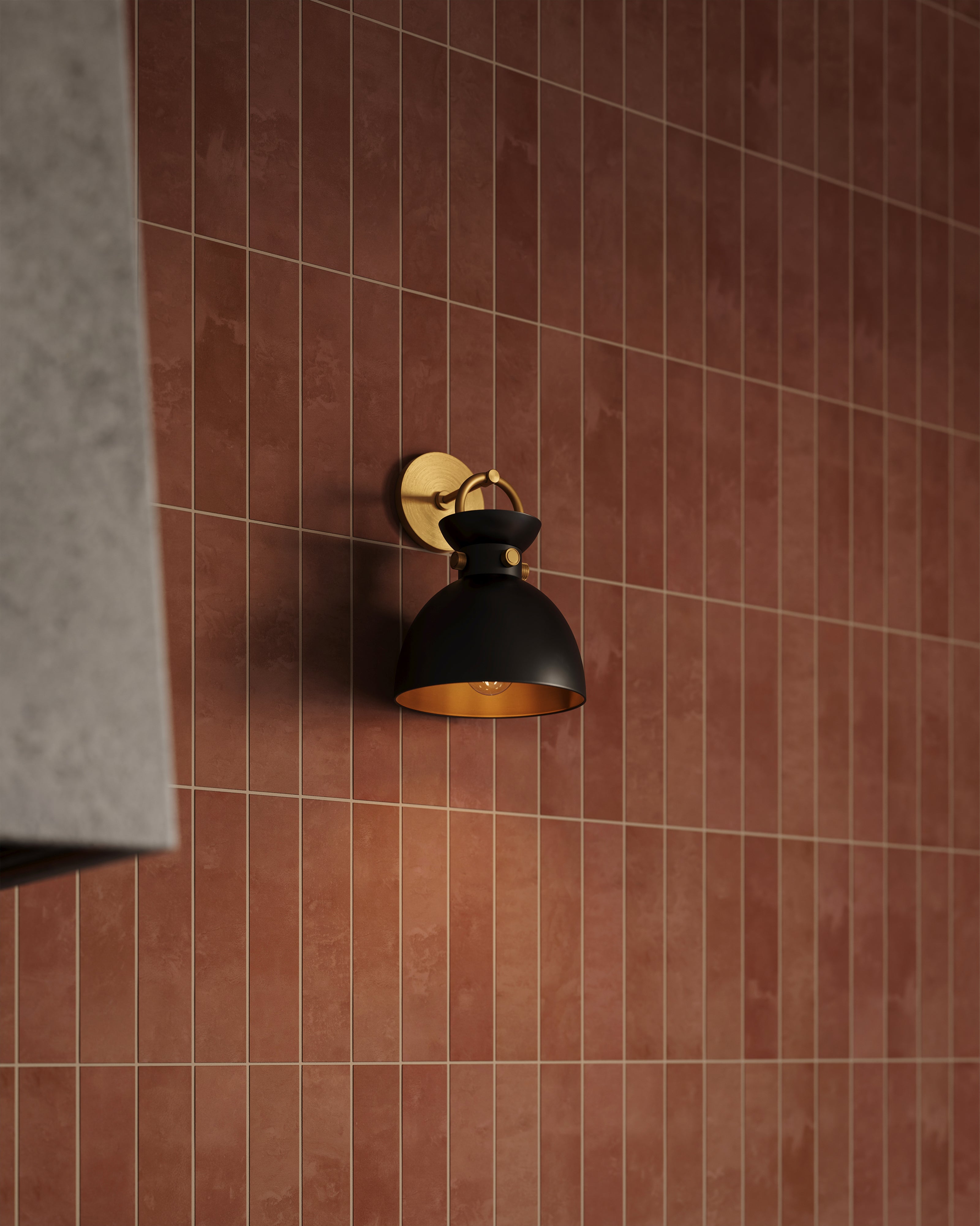 Owen 9" 1 Light Wall/Vanity Light in Aged Gold/Matte Black