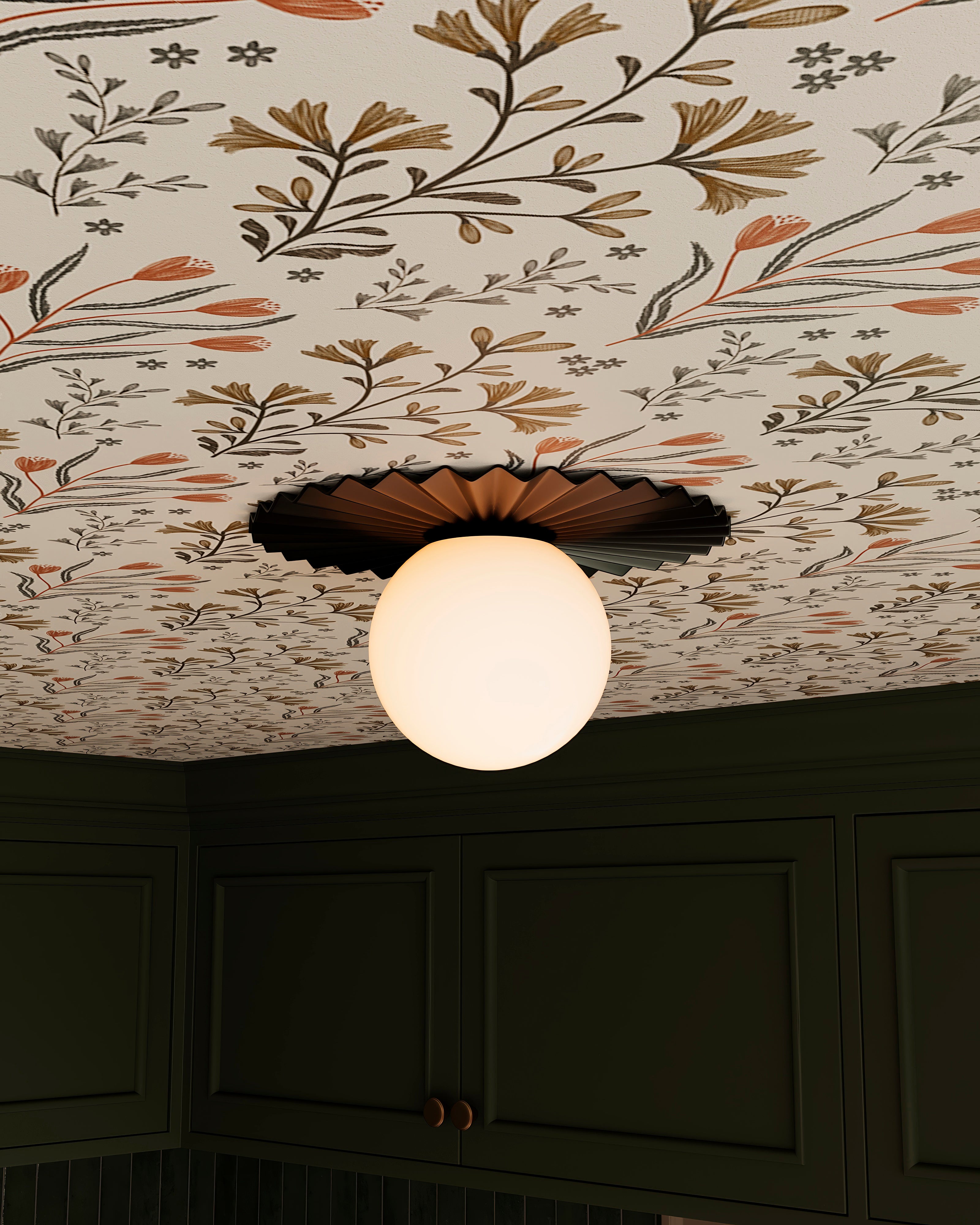 Priya 14" 1 Light Flush Mount in Matte Black/Opal Matte Glass