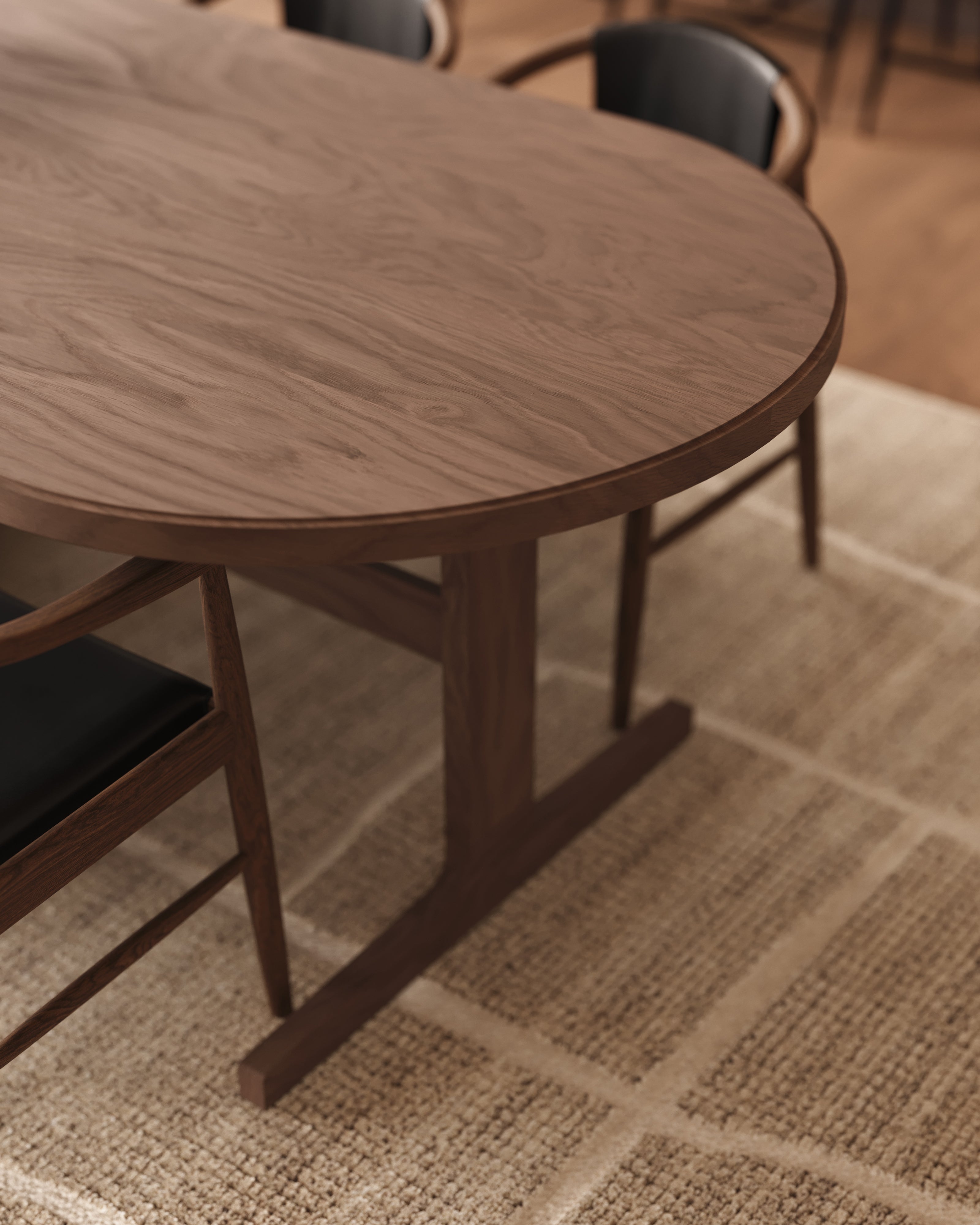 Fleurin Walnut Oval Dining Table in Matte, 120"