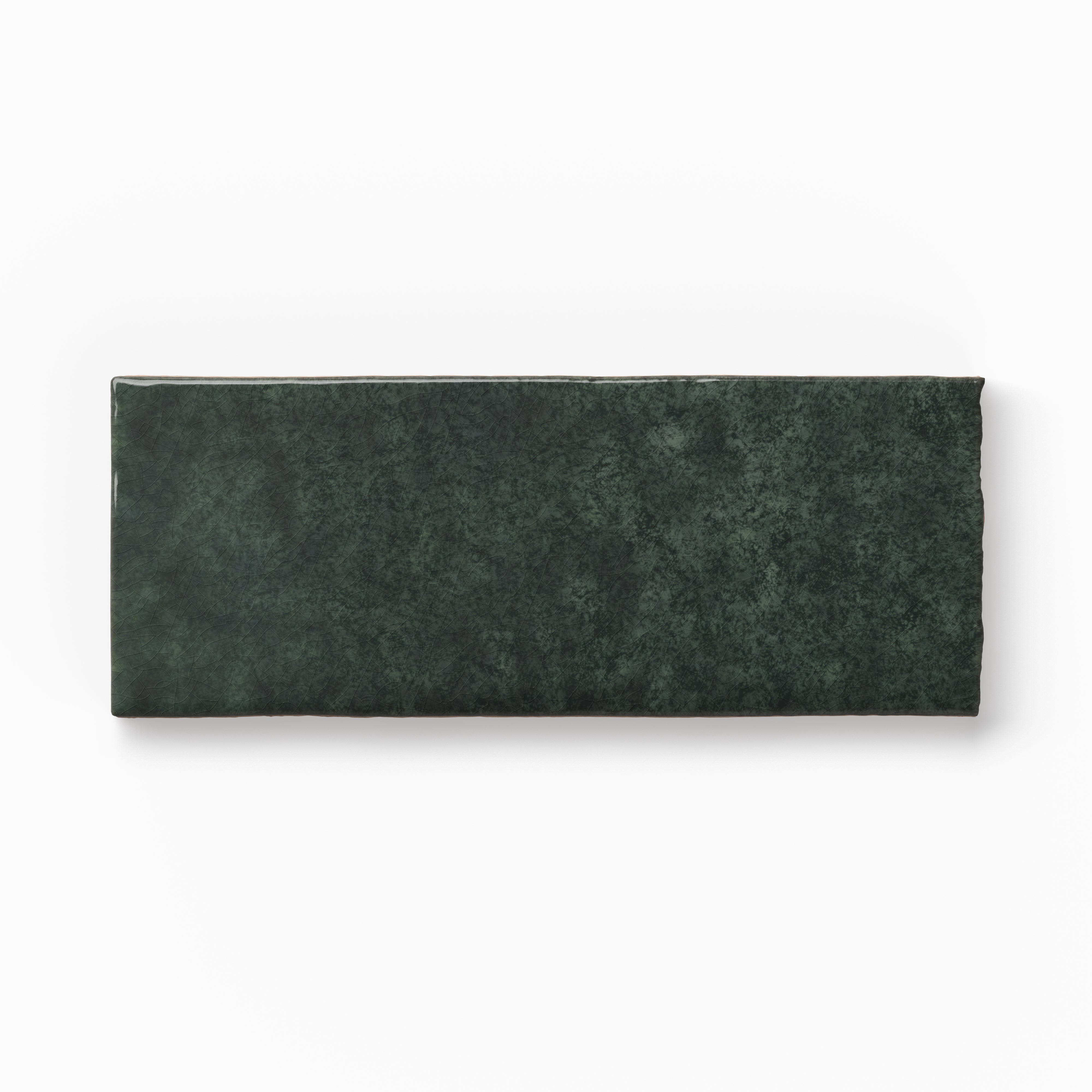 Rectangular black tile sample with layered tonal variation, a softly mottled surface, and gently irregular edges displayed against a white background.