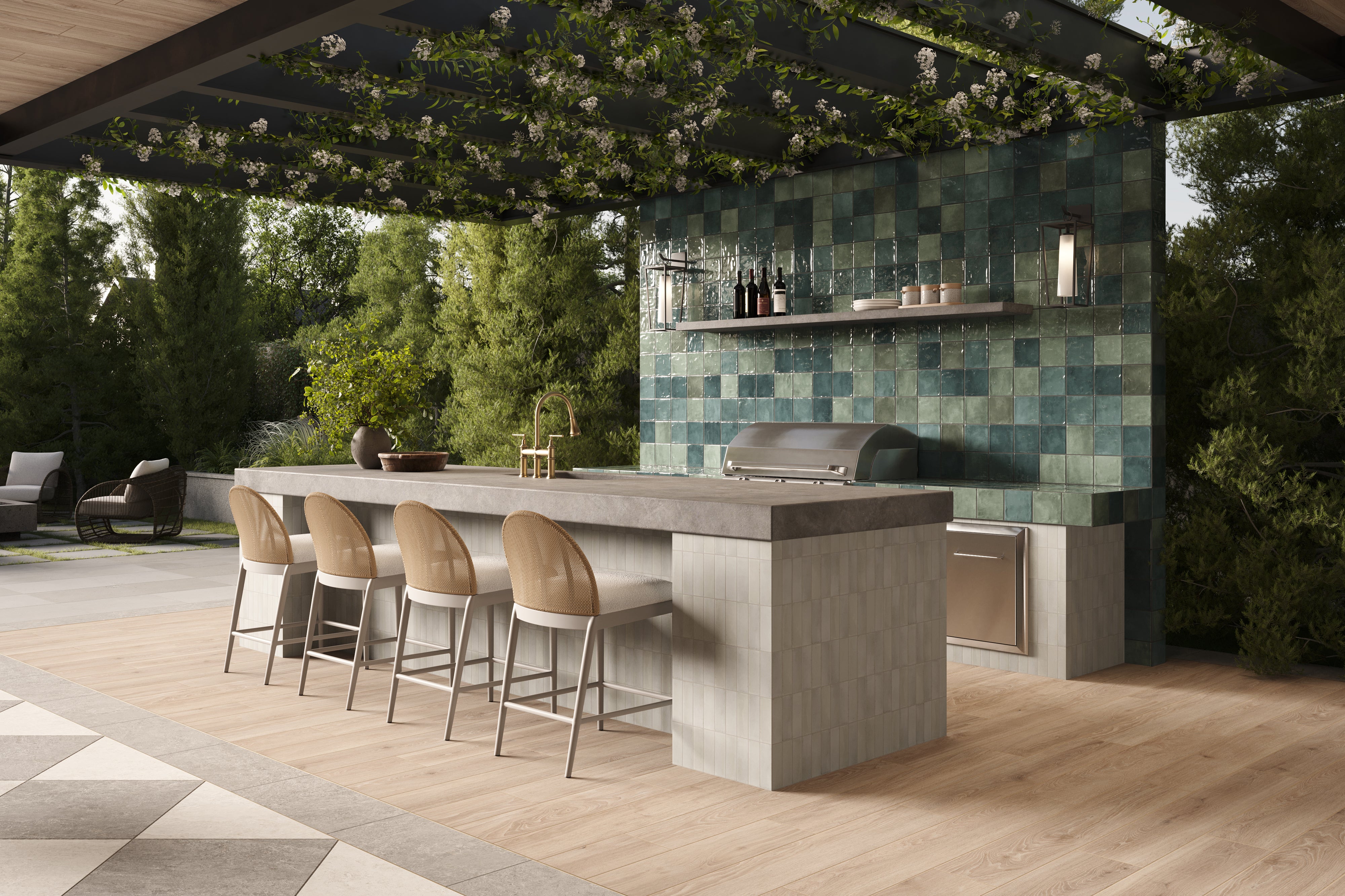Dawson 24x24 Checkerboard Grip 2cm Porcelain Paver Tile in Dune