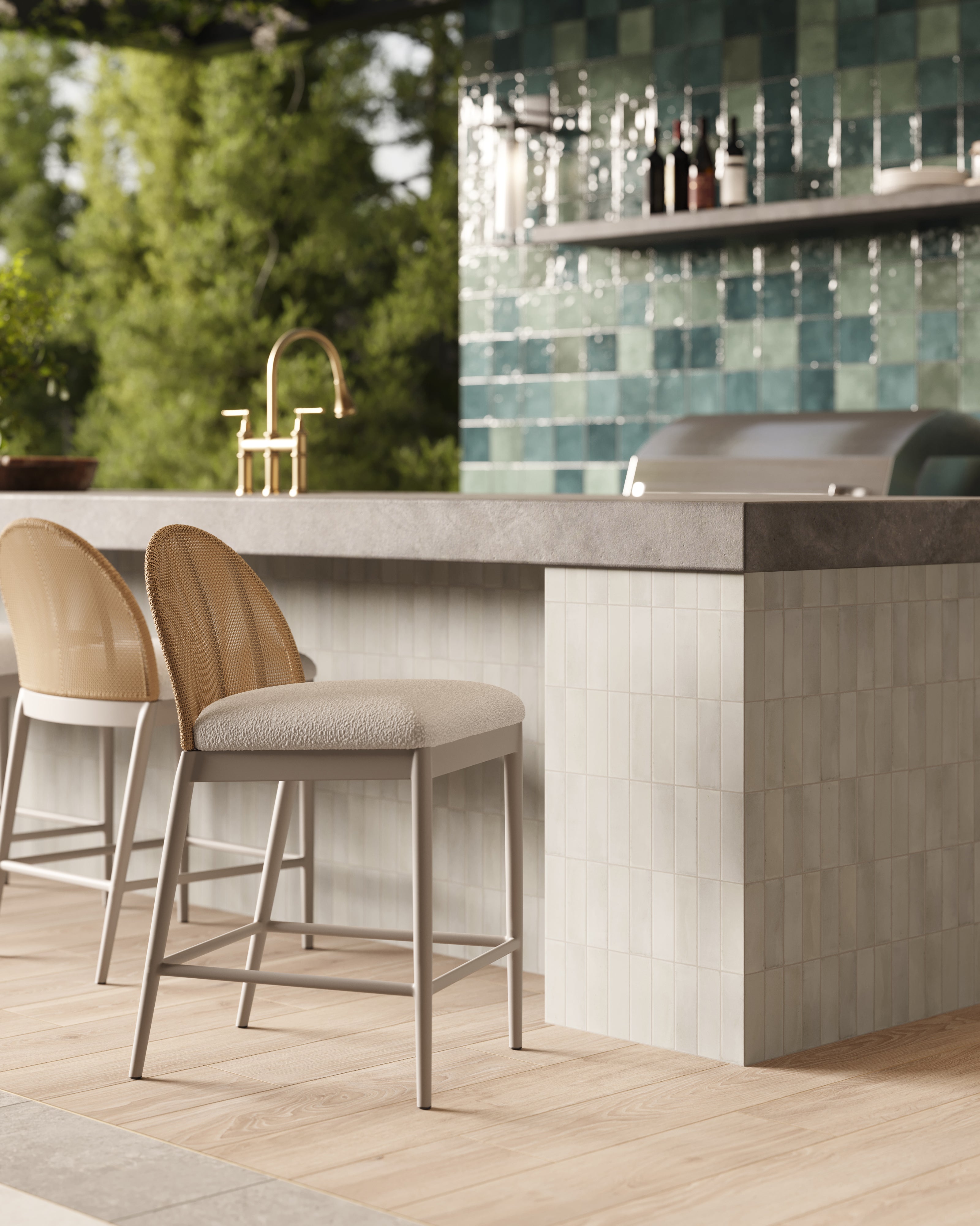 Darcy Outdoor Counter Stool in Cream
