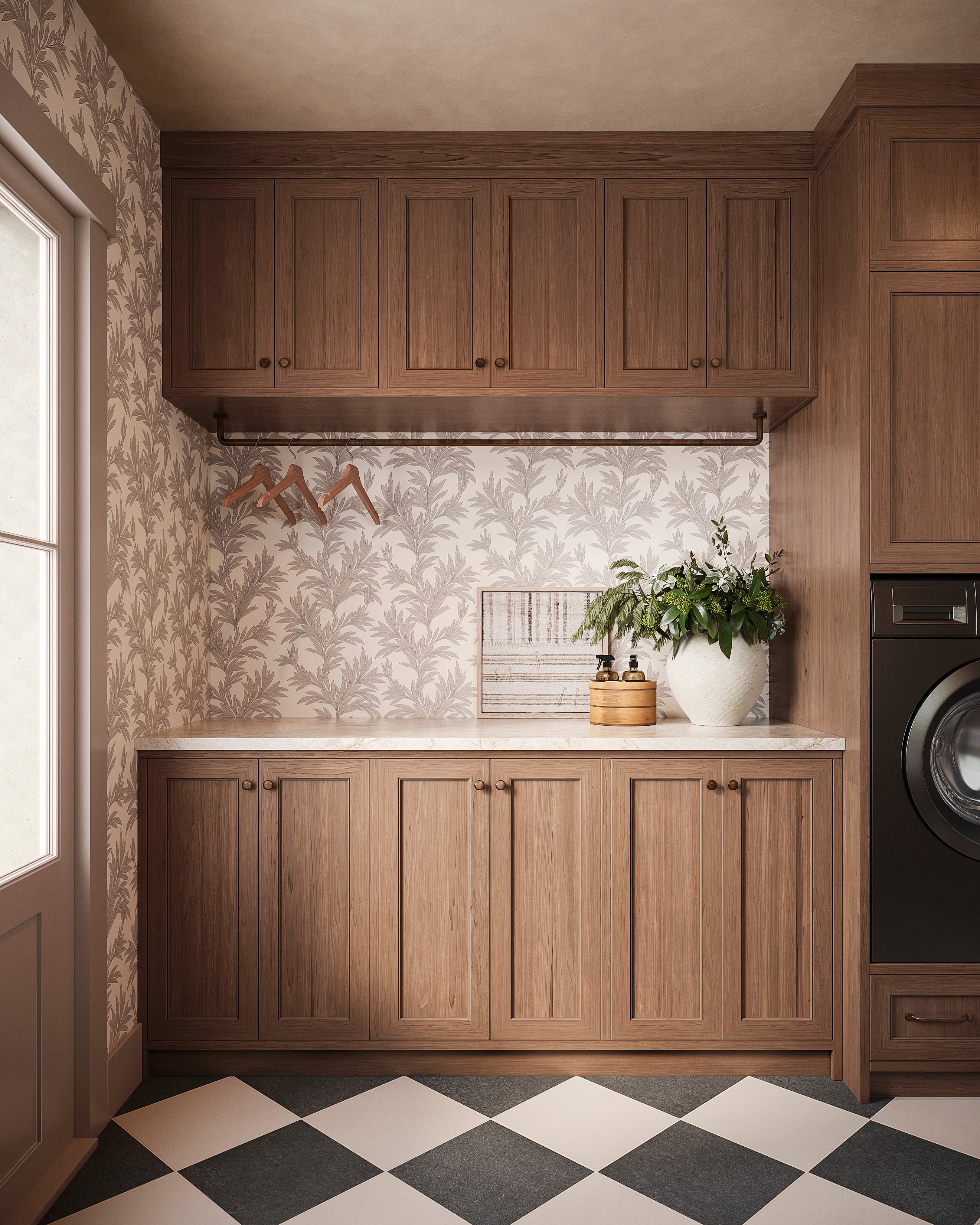Bower Wallpaper in Taupe II, 52" x 132"