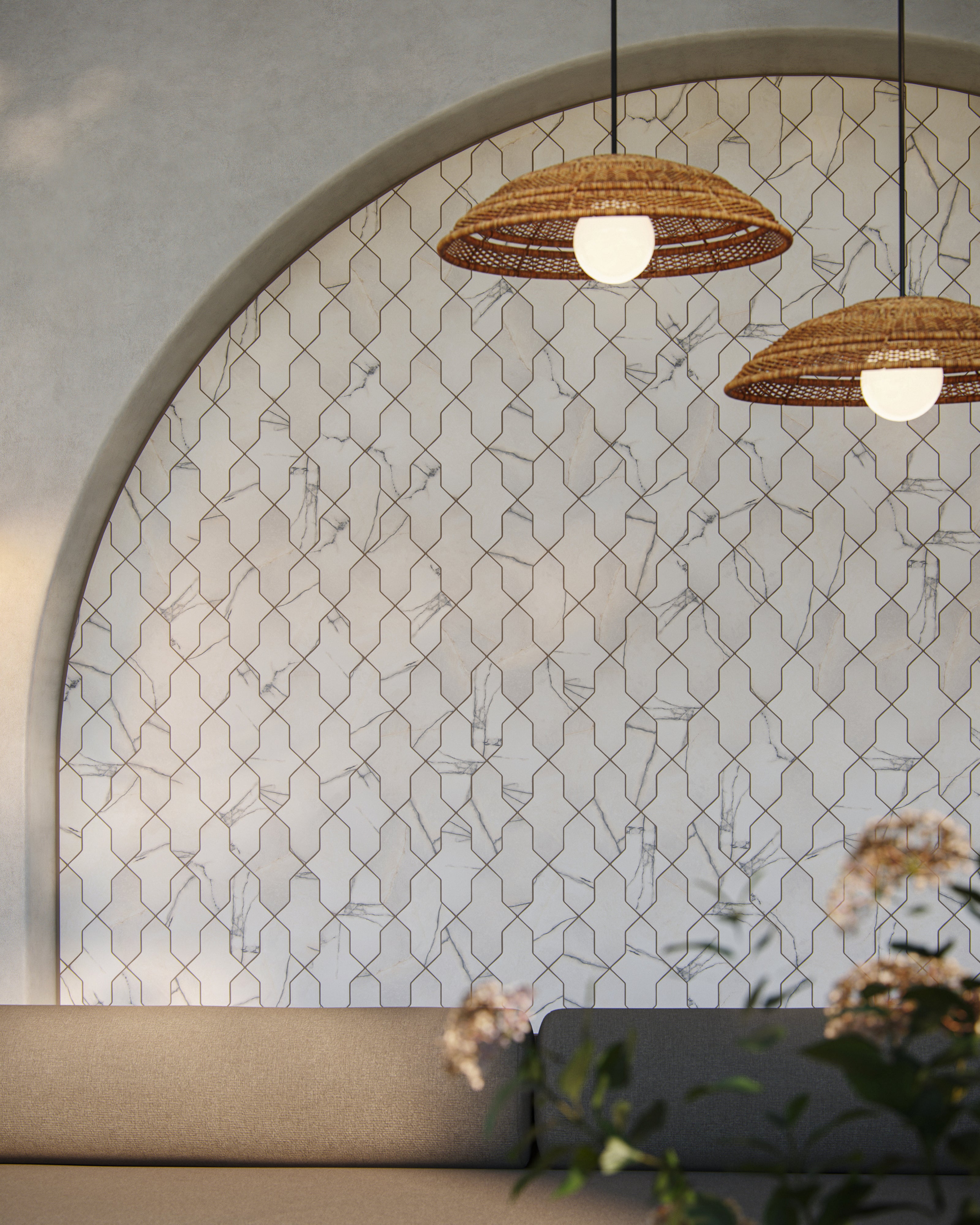 Aslan 2 x 8 Porcelain Tile Shield in Calacatta