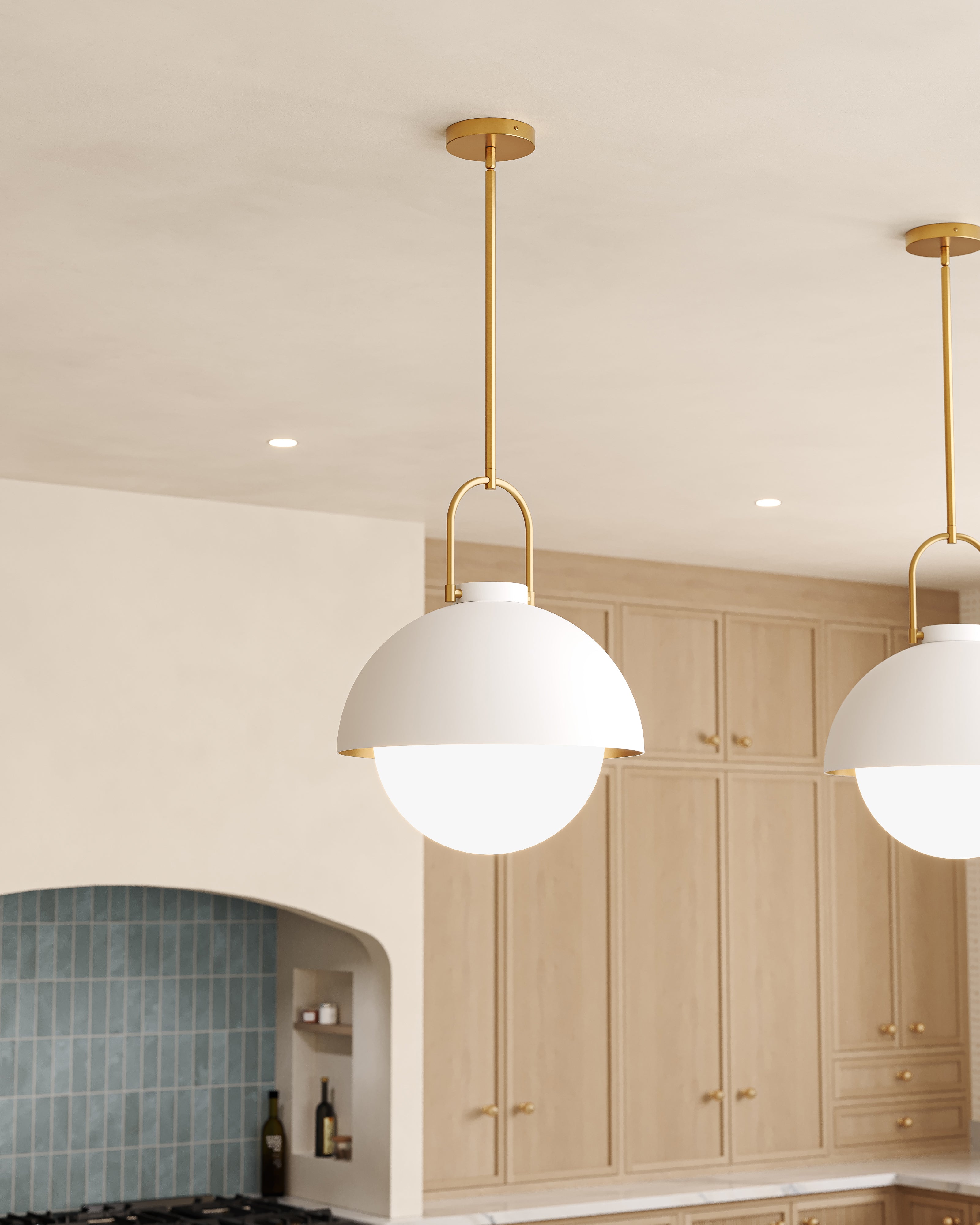 Kealy 16" Socket Pendant in White/Opal Glass