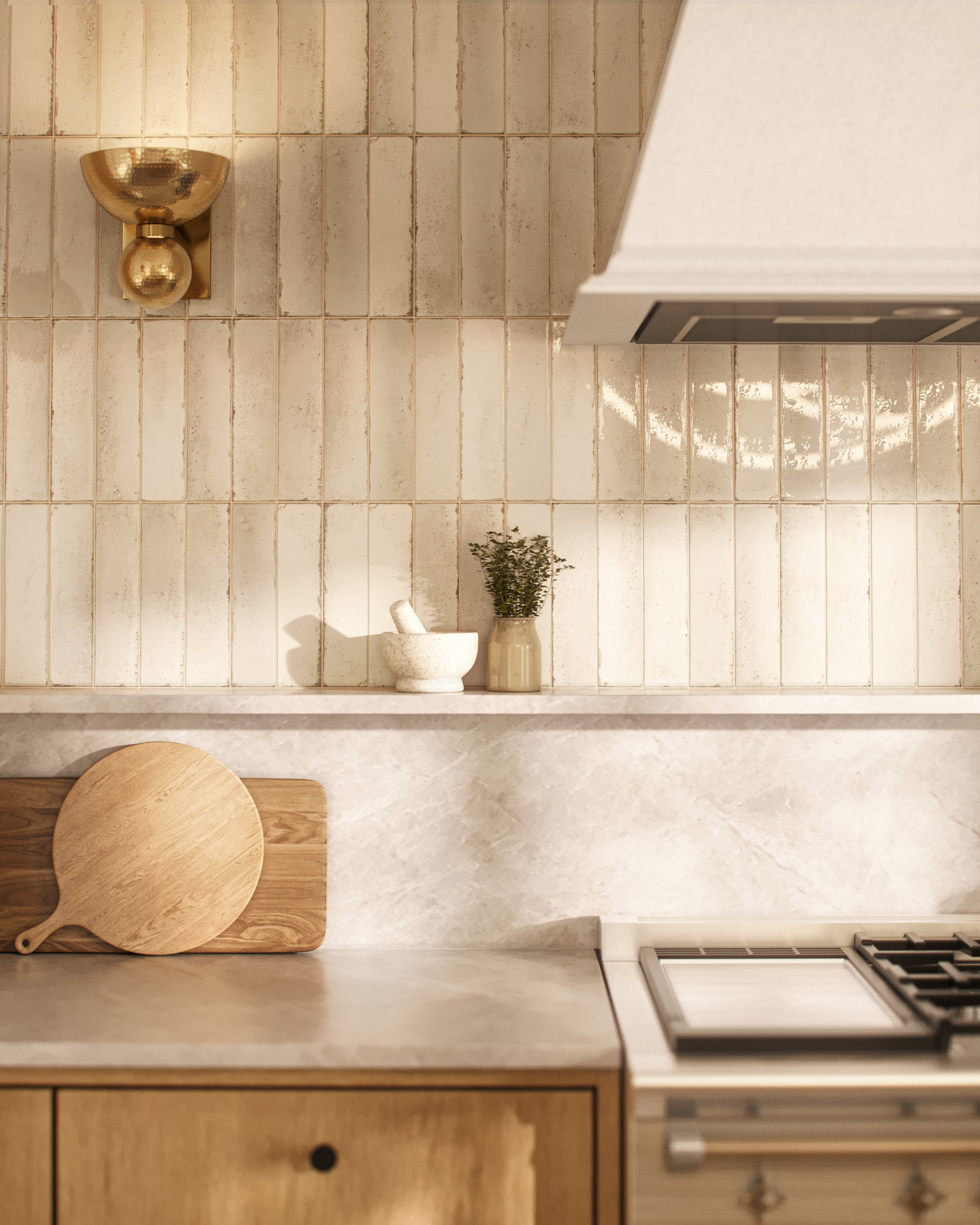 Mara 2 x 10 Glossy Ceramic Tile in Chicory Greige