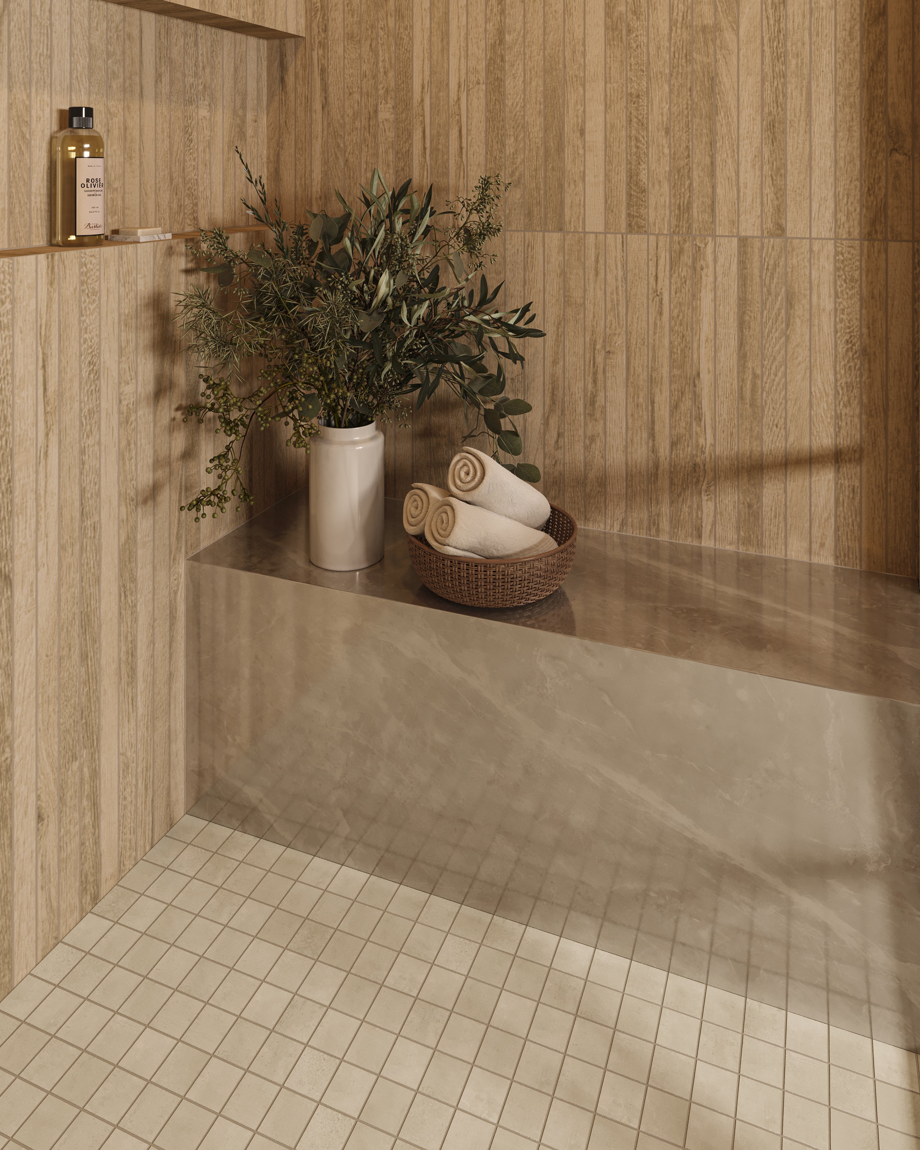 Nora 8x48 Matte Porcelain Mosaic Tile in Crema