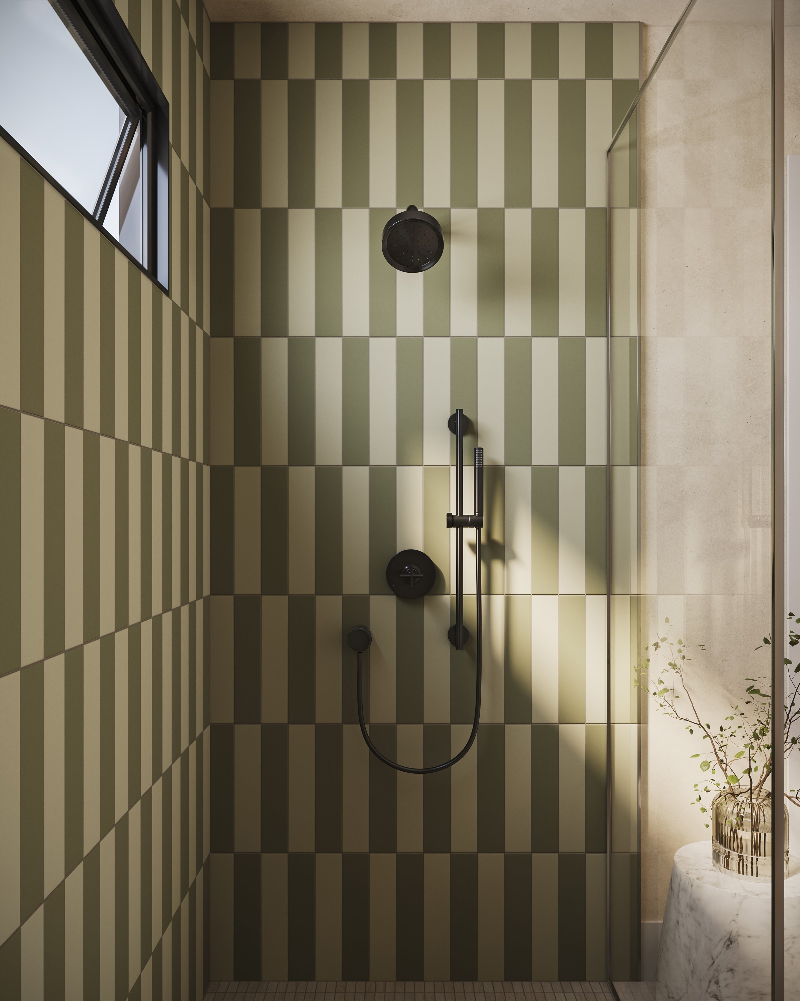 maison celon wavy tile pattern ワンピース Merrick 3x11 Matte Porcelain Tile in Folk Green