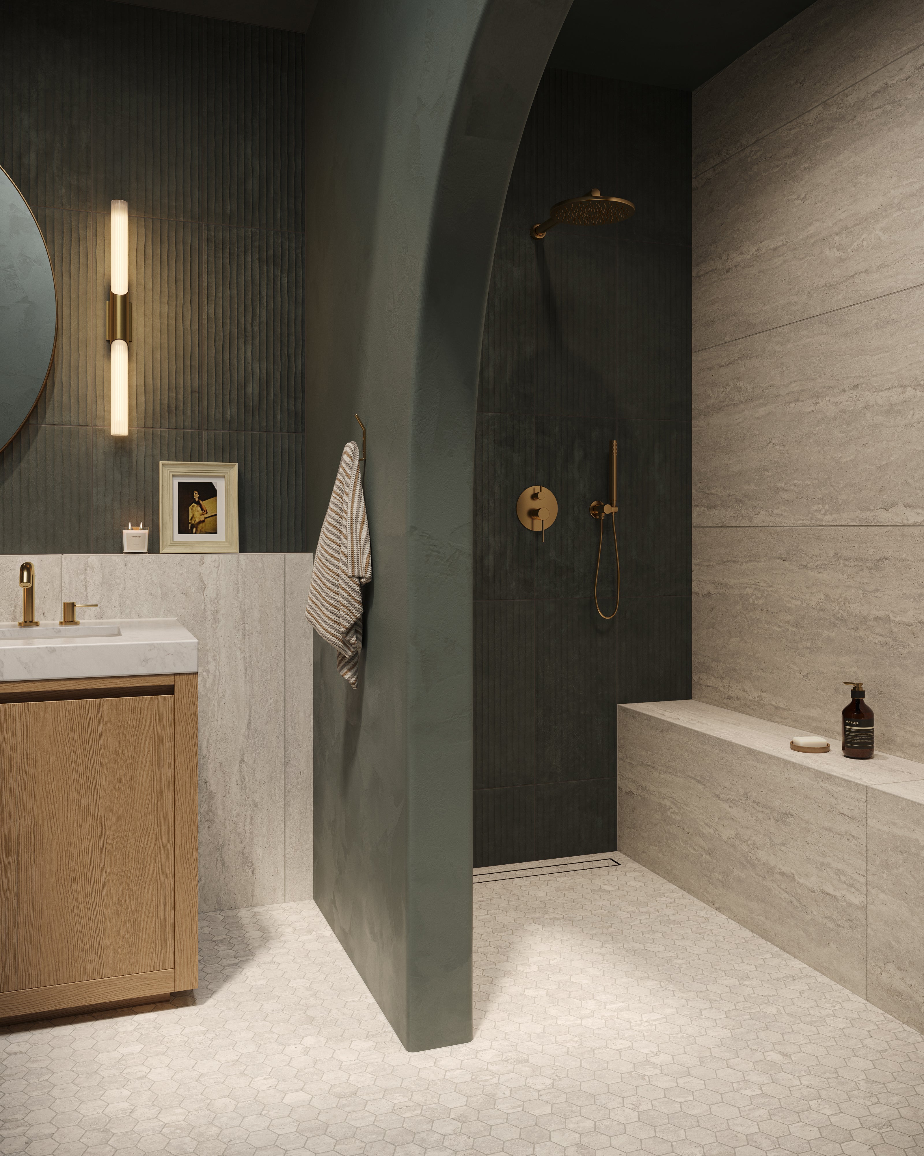 Marlow 3x3 Matte Porcelain Hexagon Mosaic Tile in Roman