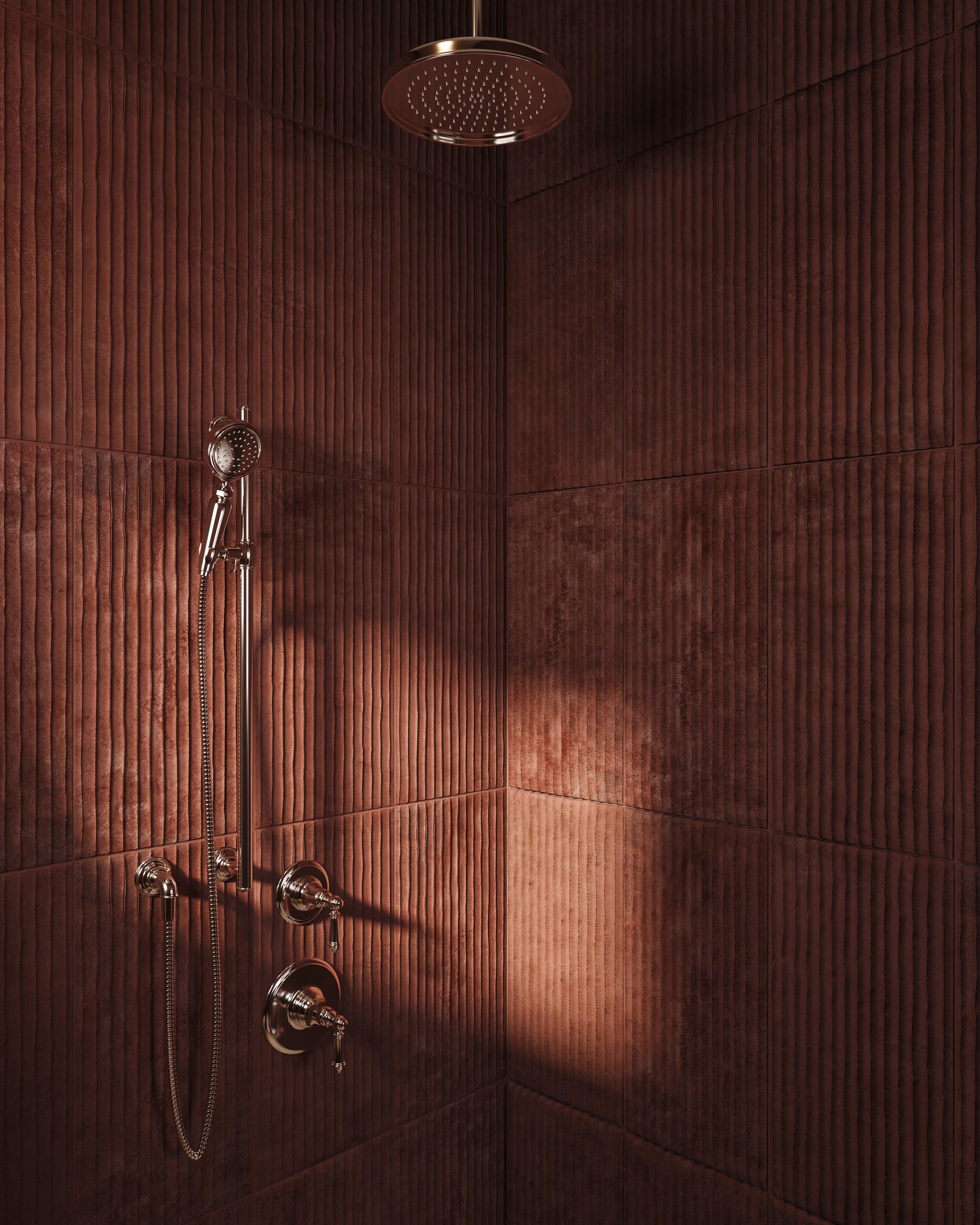 Kai 12x24 Flute Porcelain Tile in Marron