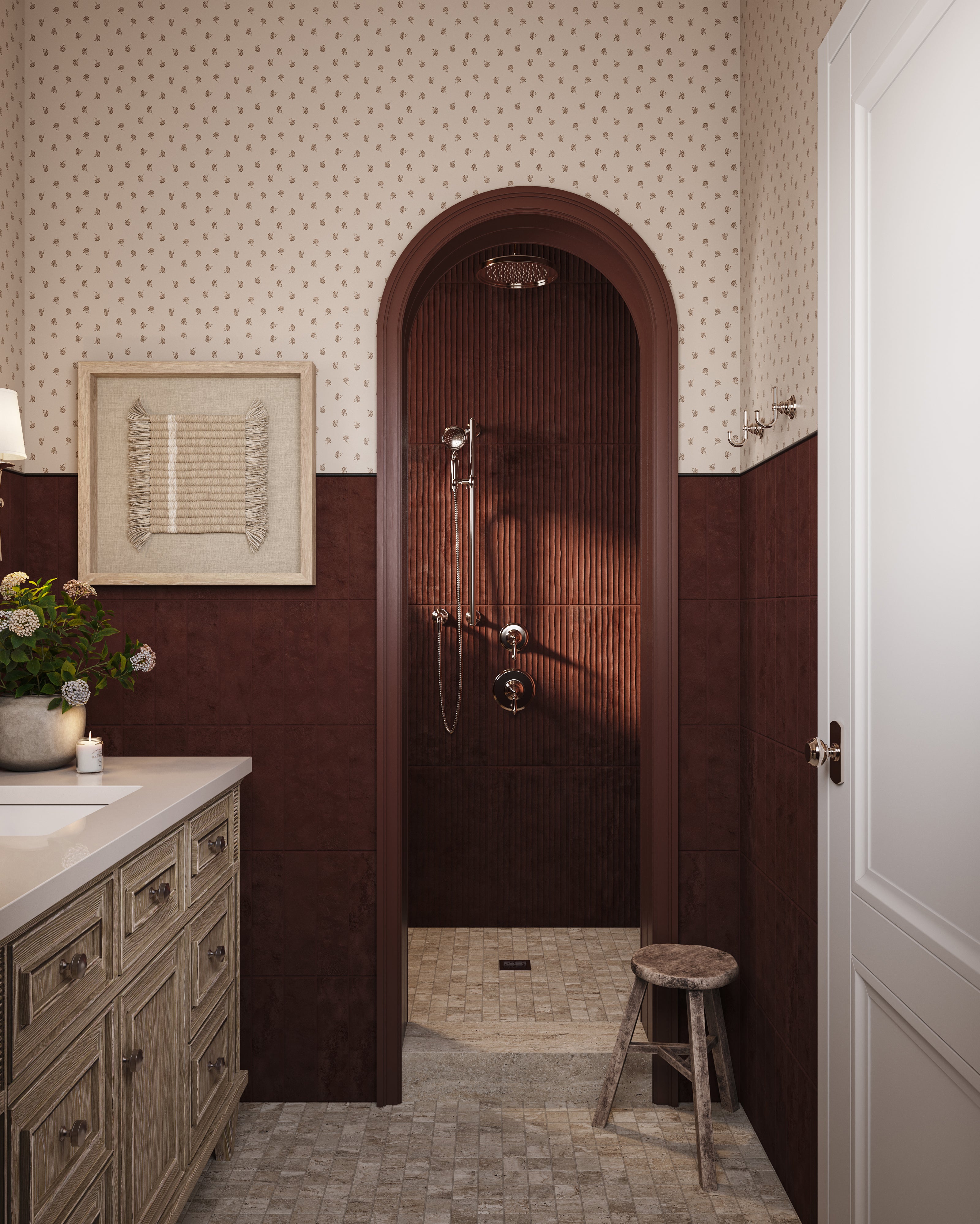 Kai 12x24 Flute Porcelain Tile in Marron