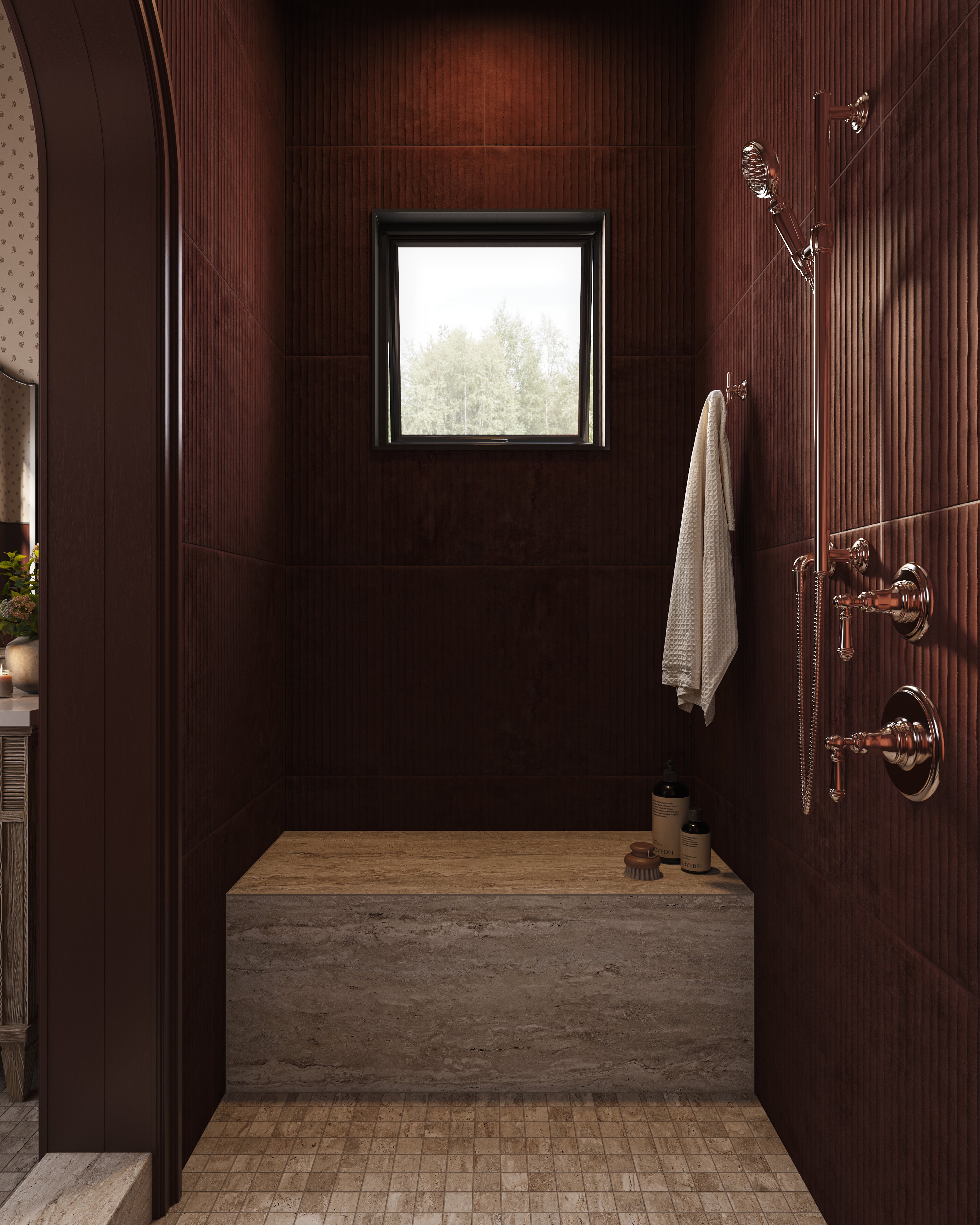 Kai 12x24 Flute Porcelain Tile in Marron