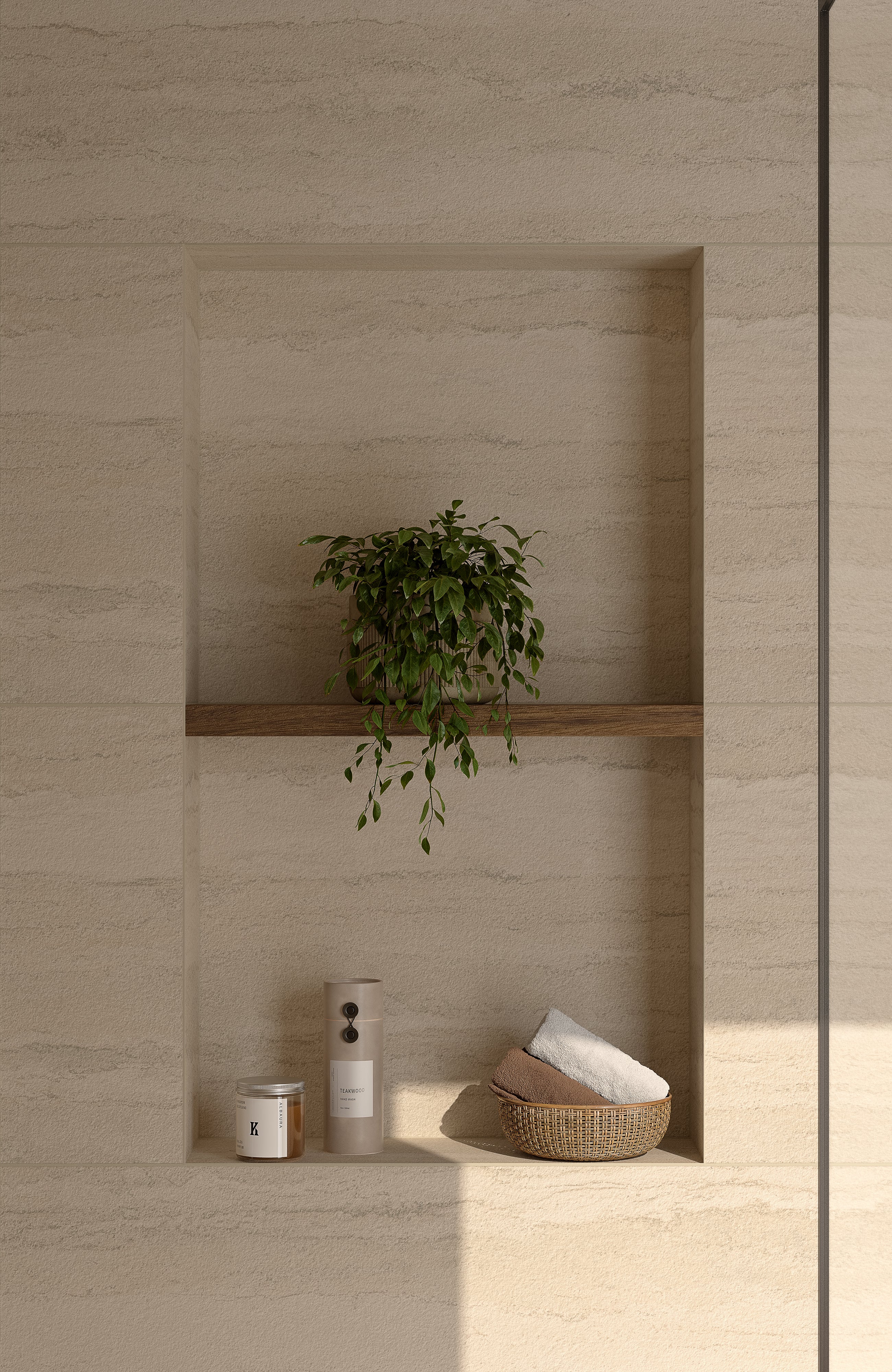 Vesper 24x48 Matte Porcelain Tile in Strata Sand