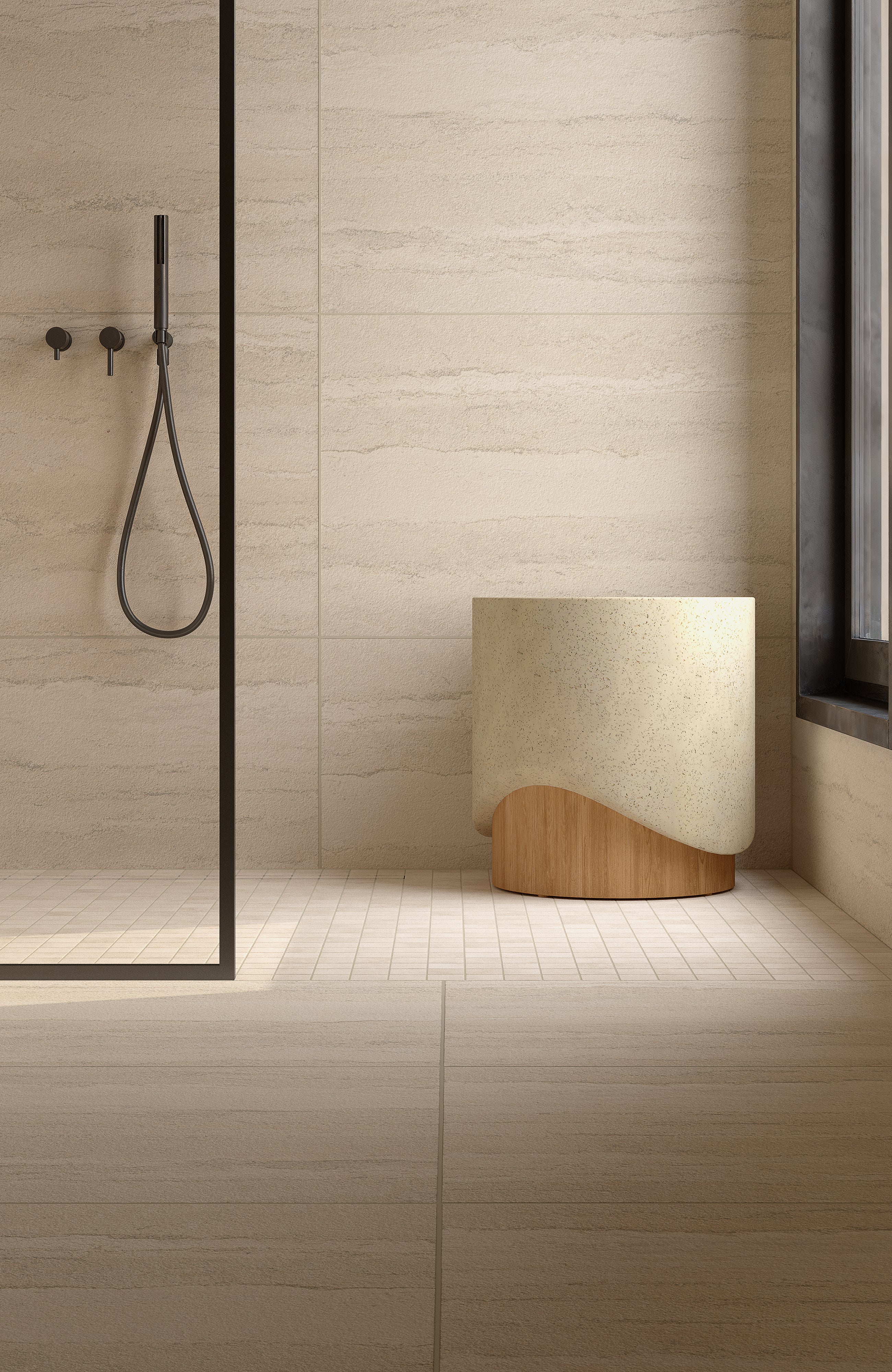 Vesper 24x48 Matte Porcelain Tile in Strata Sand