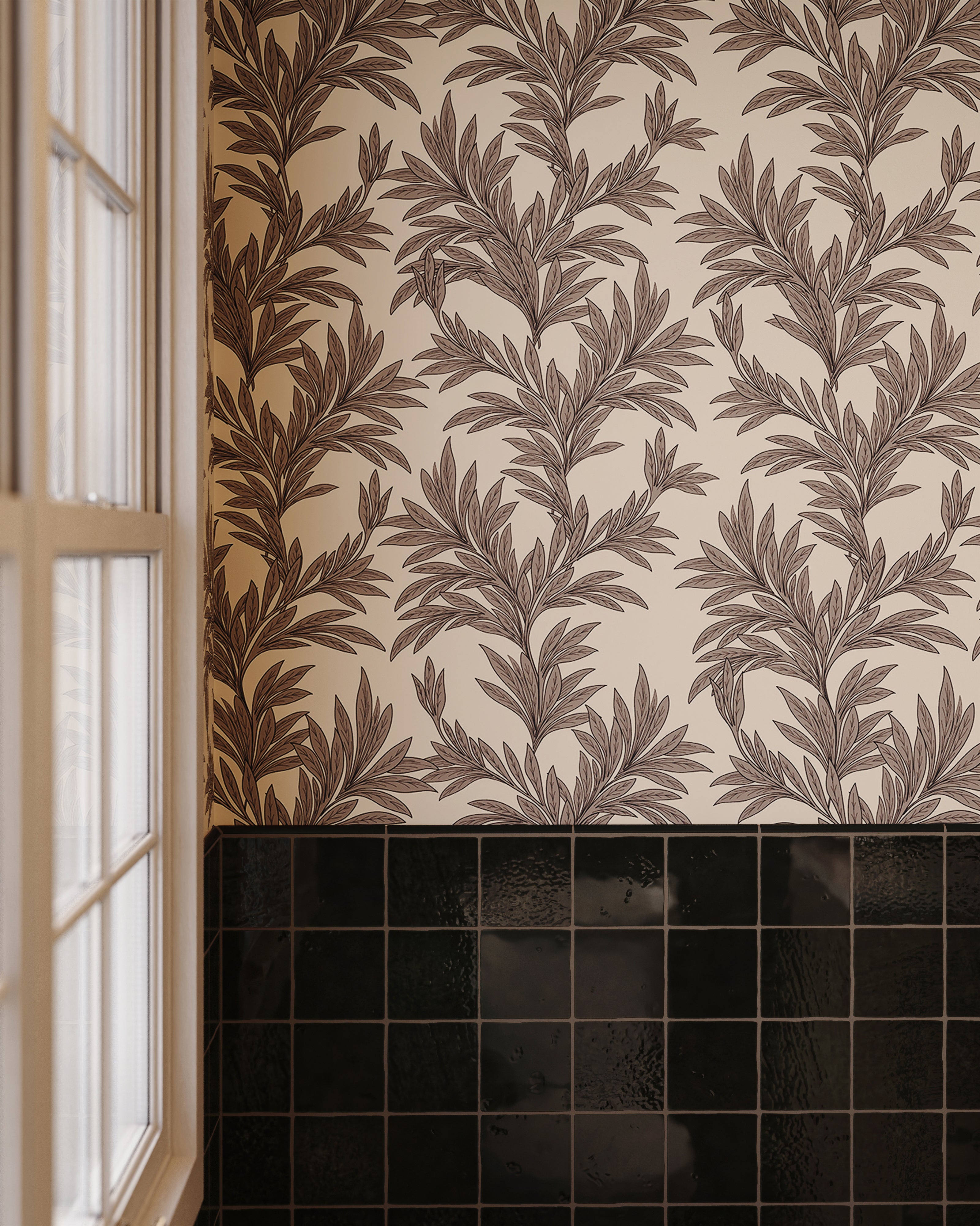 Amelia 0.5x8 Glossy Crackled Ceramic Rounded Edge Trim in Ink
