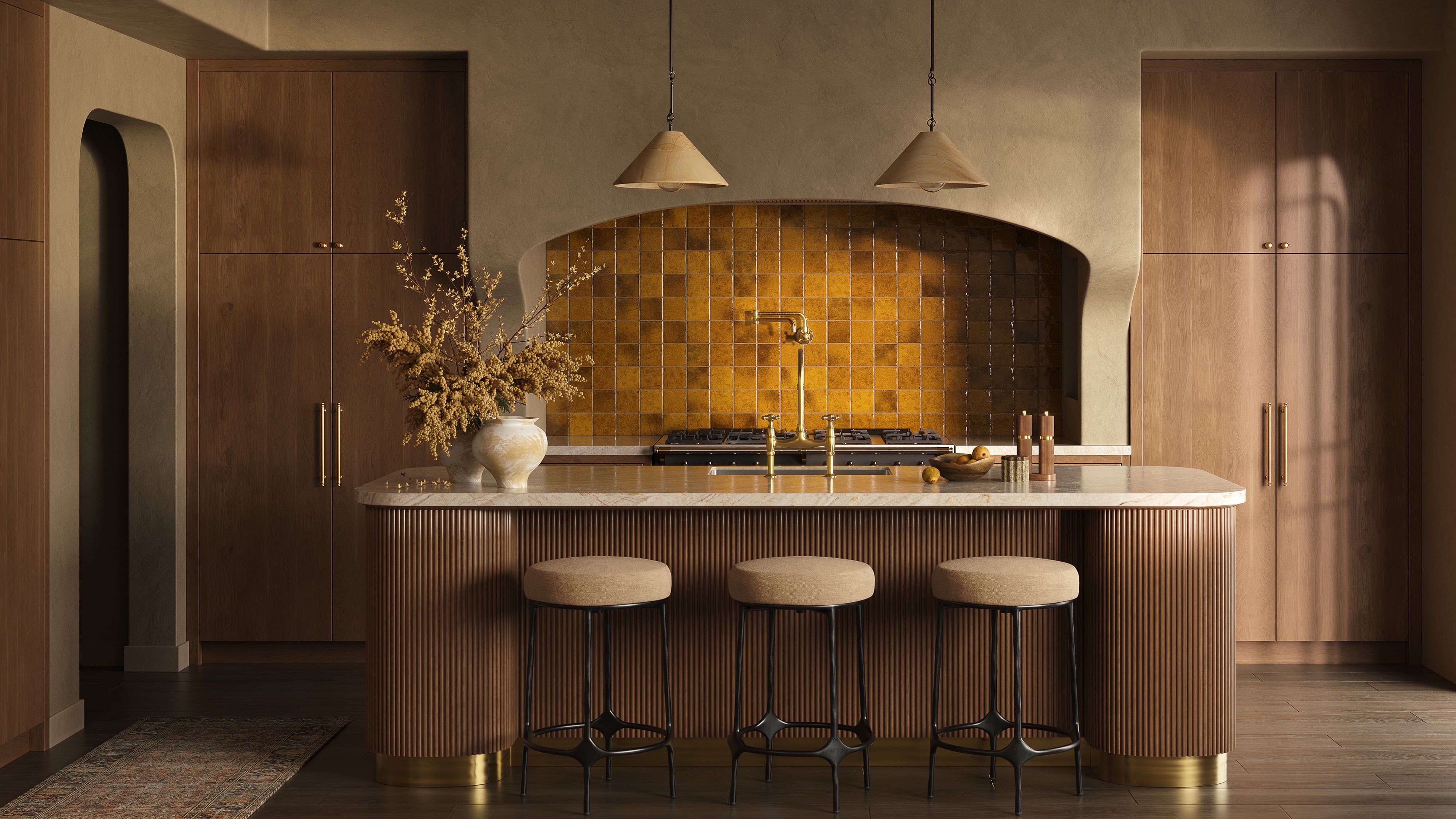 Amelia 4 x 4 Glossy Crackled Ceramic Tile in Turmeric