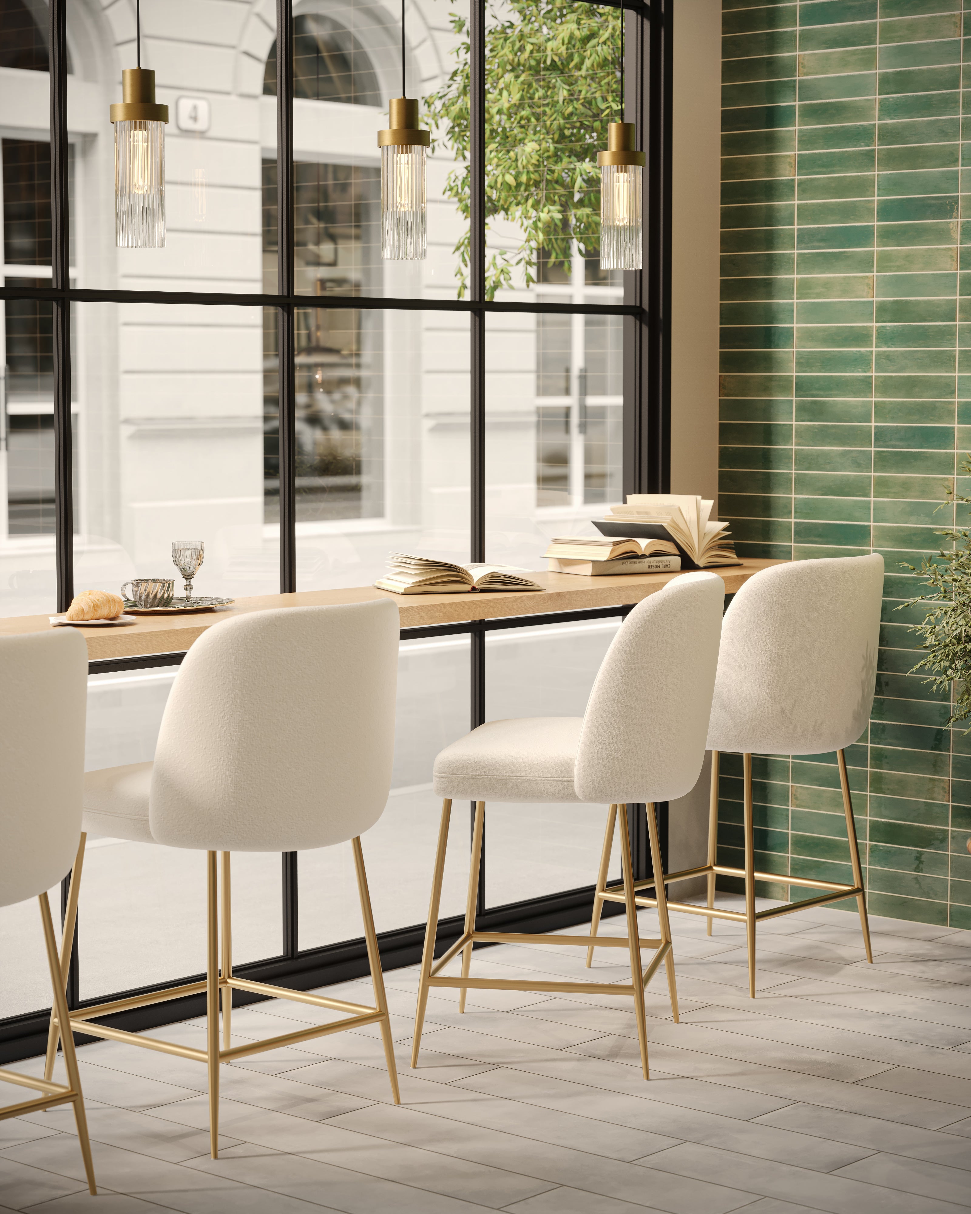Gale 5" 1 Light Pendant in Brushed Gold/Clear Ribbed Glass