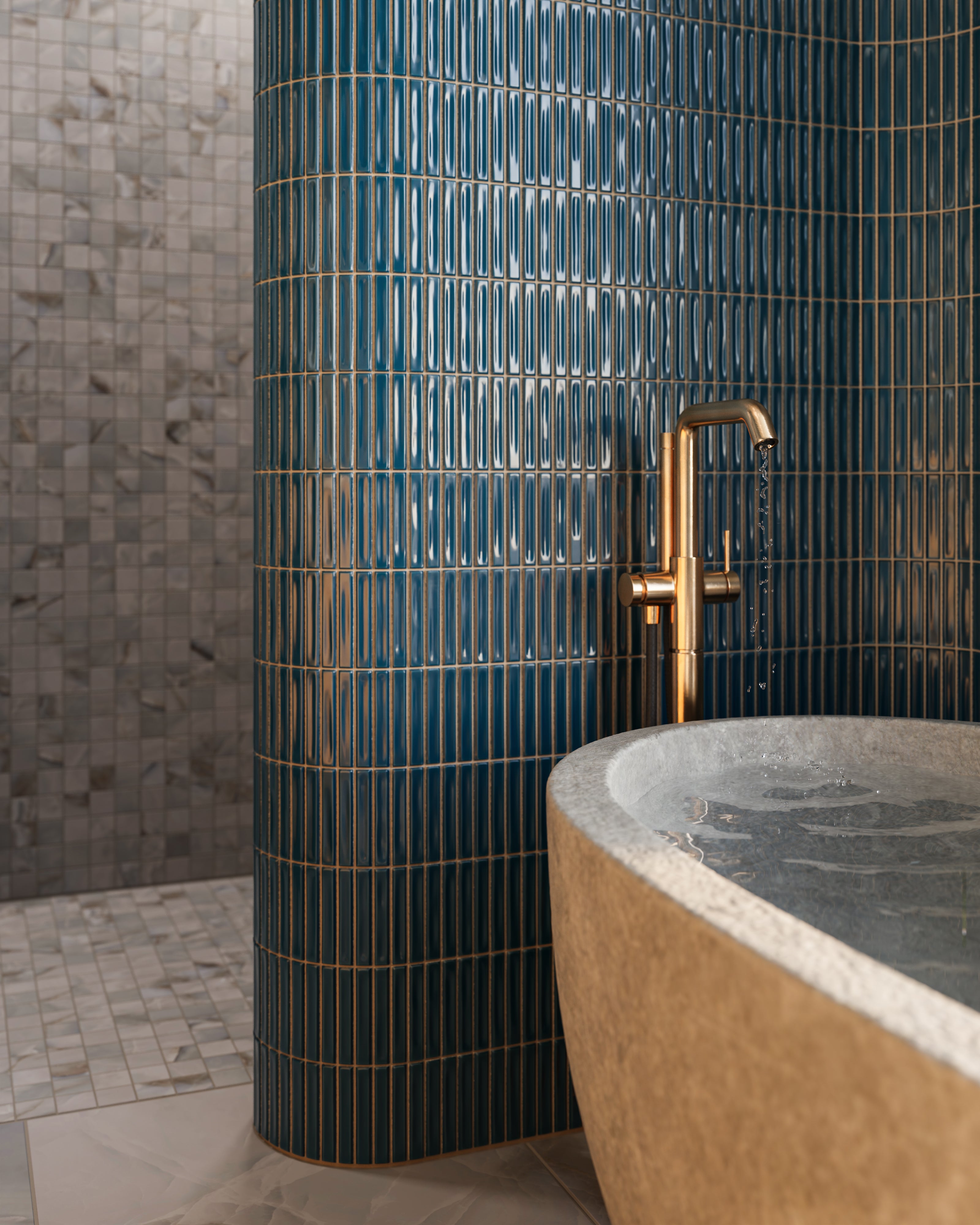 Celia 5x10 Glossy Ceramic Tile in Peacock Blue