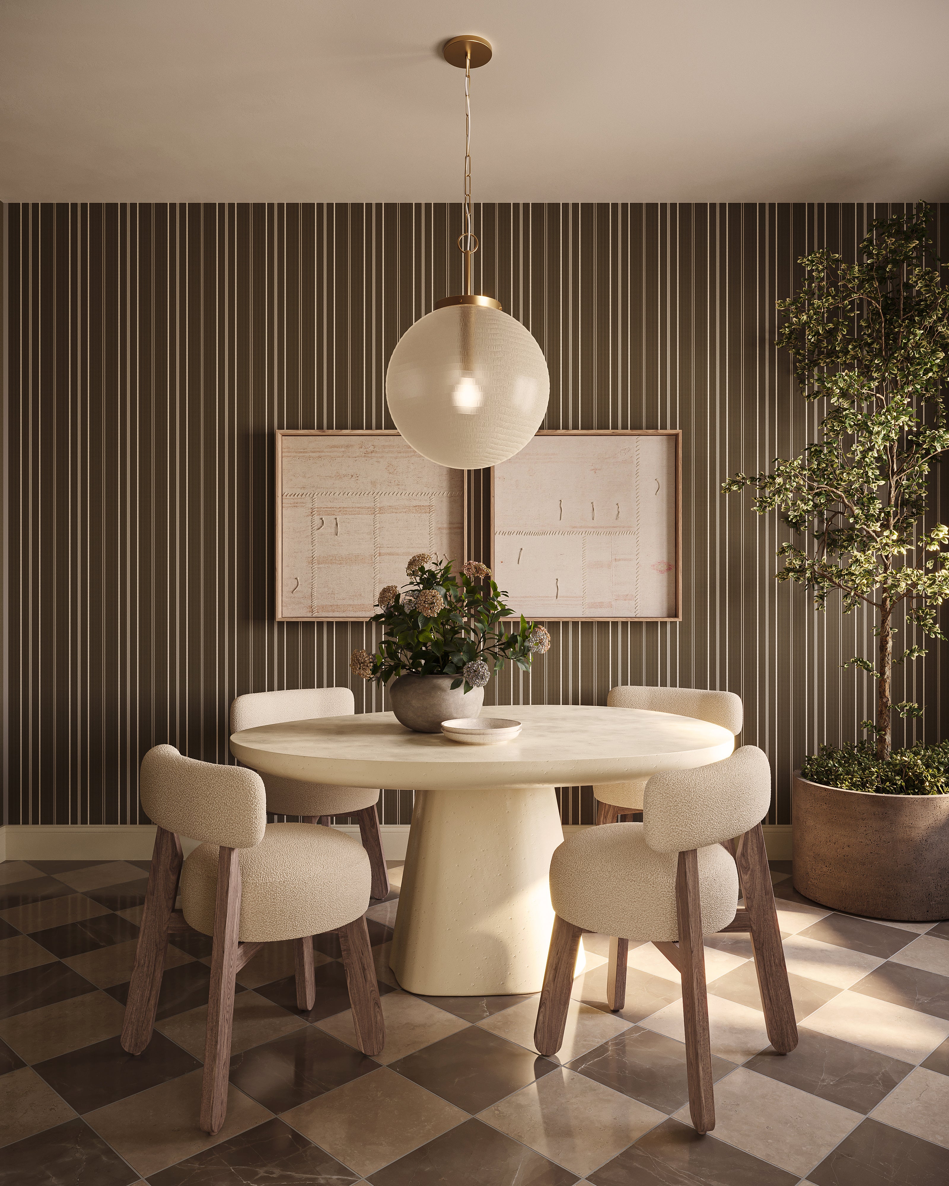 Windsor Wallpaper in Olive I, 52" x 132"