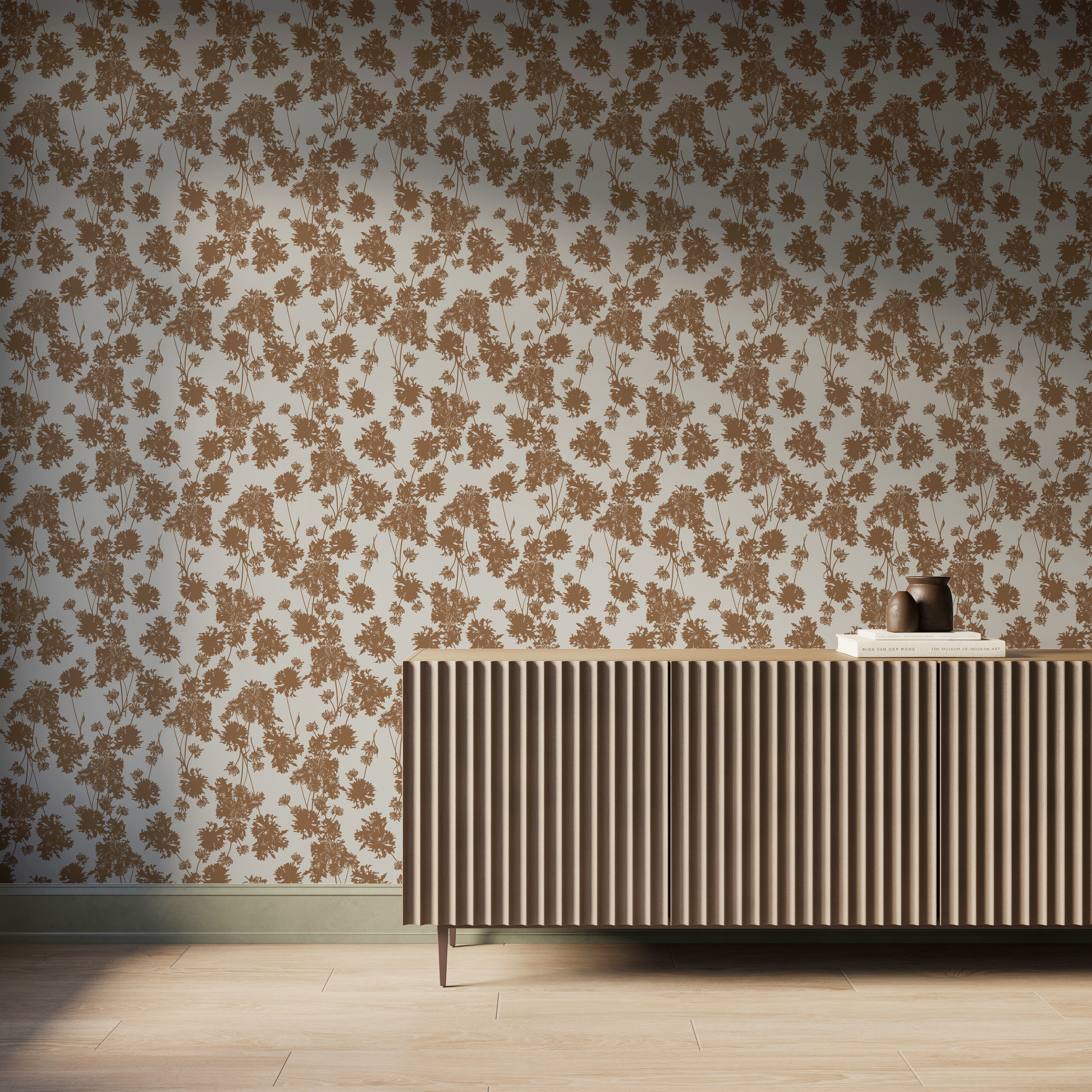 Greensward Wallpaper in Terracotta II, 52" x 132"