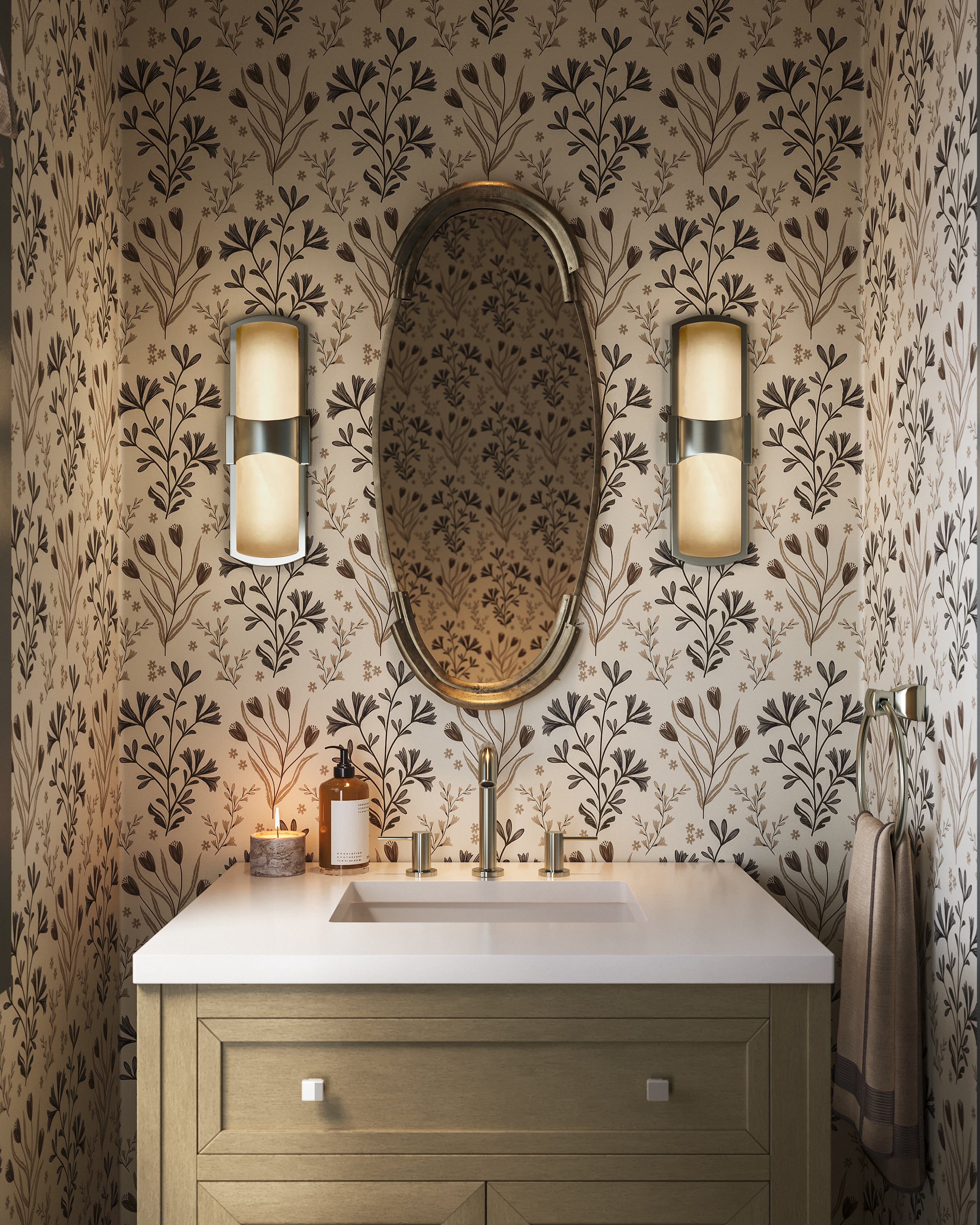 Janelle 30" Single Vanity in Walnut Whisper with 3 cm White Zeus Silestone Top