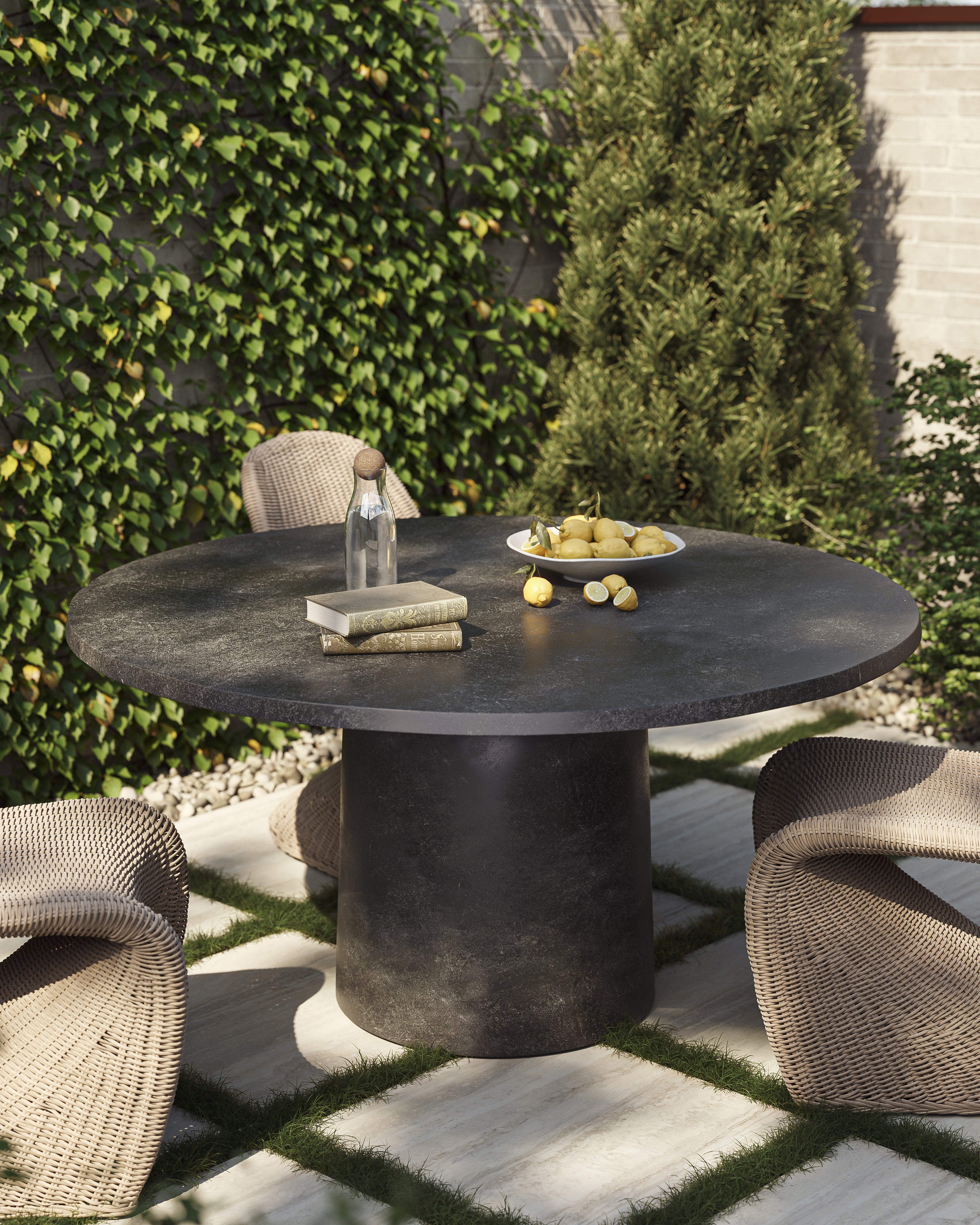 Verdanta Outdoor Dining Table in Aged Grey, 60"