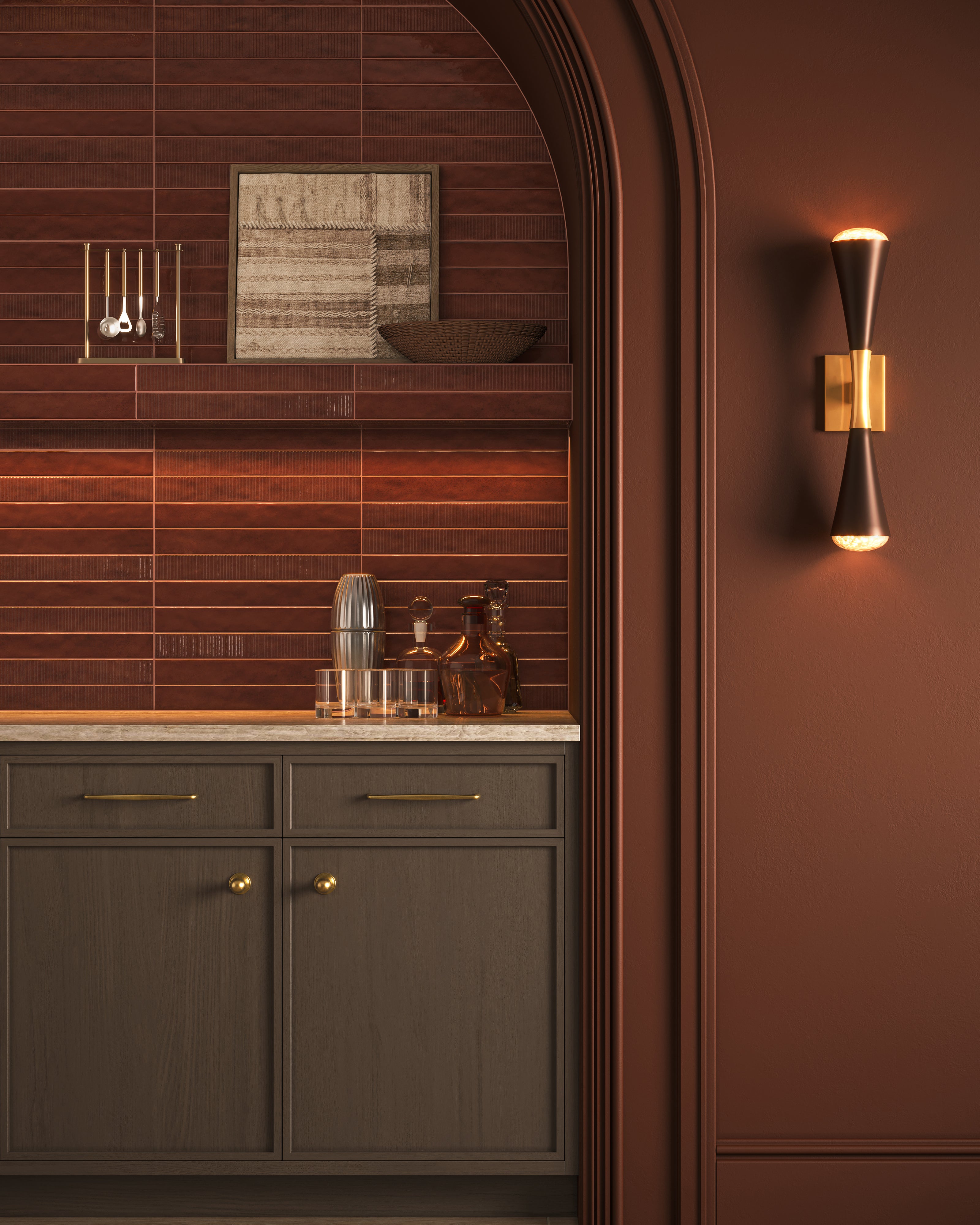 Remi 2x17 Glossy Ceramic Tile in Rust