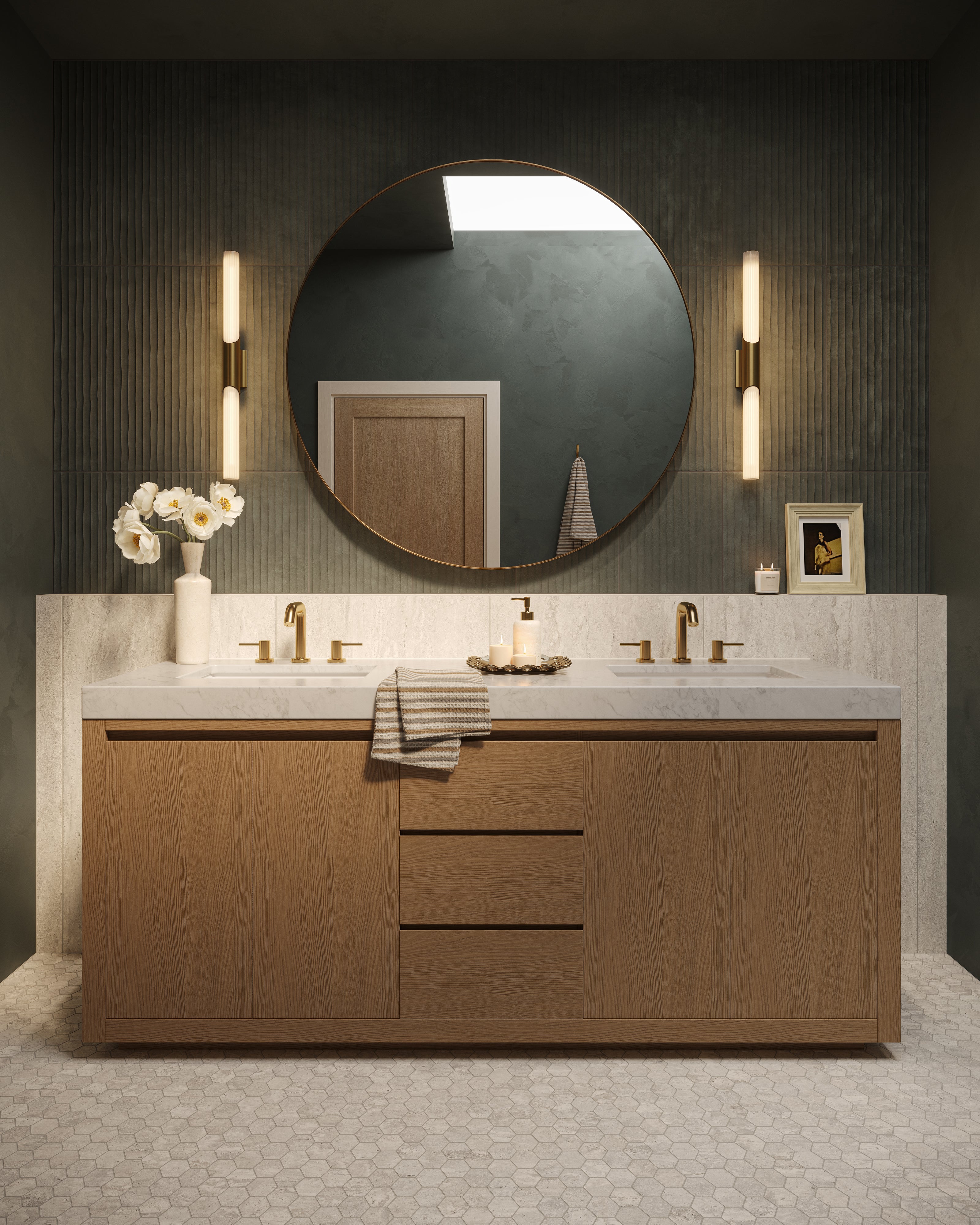 Kai 12x24 Fluted Matte Porcelain Tile in Marine
