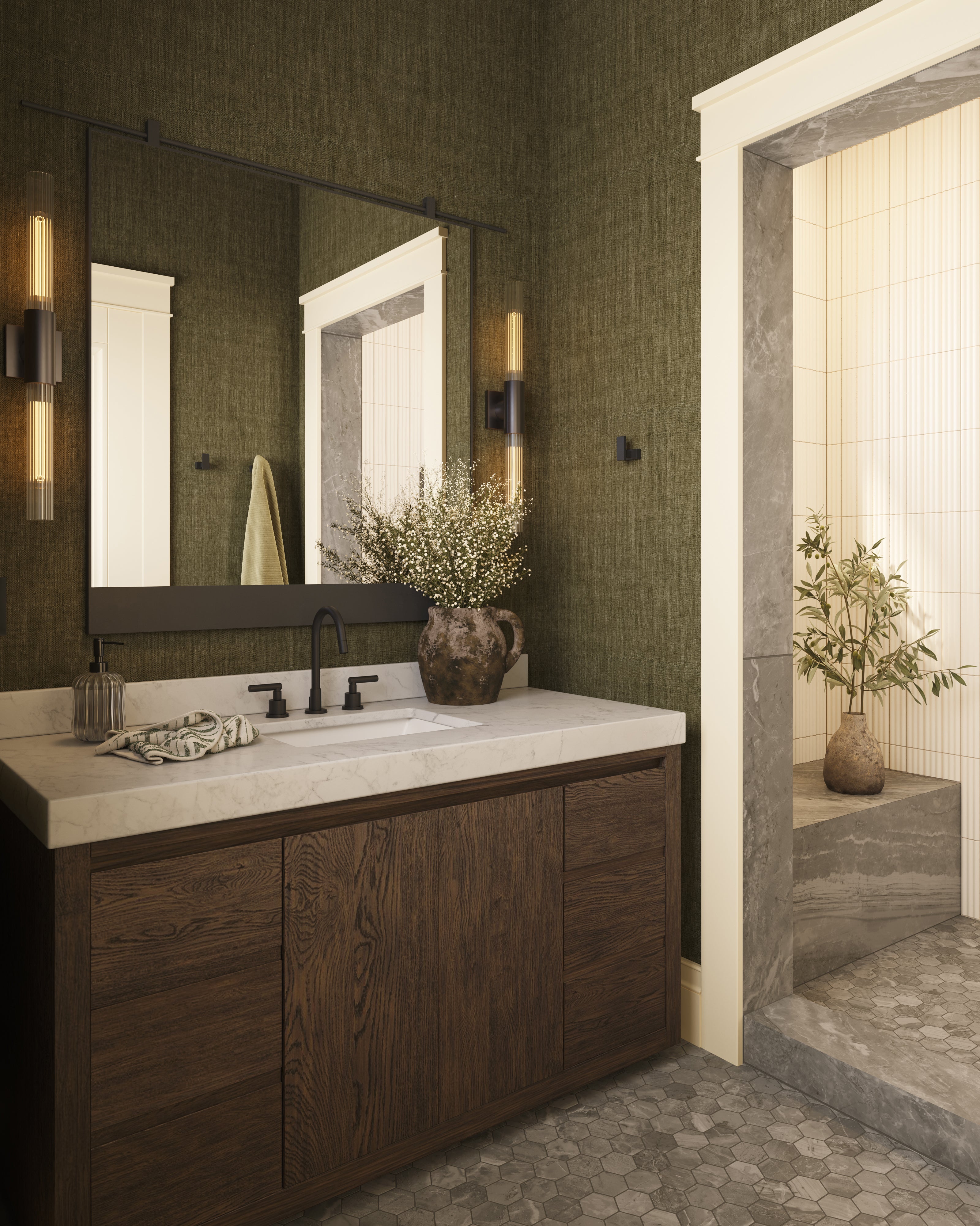 Litchfield Wallpaper in Olive, 52" x 132"