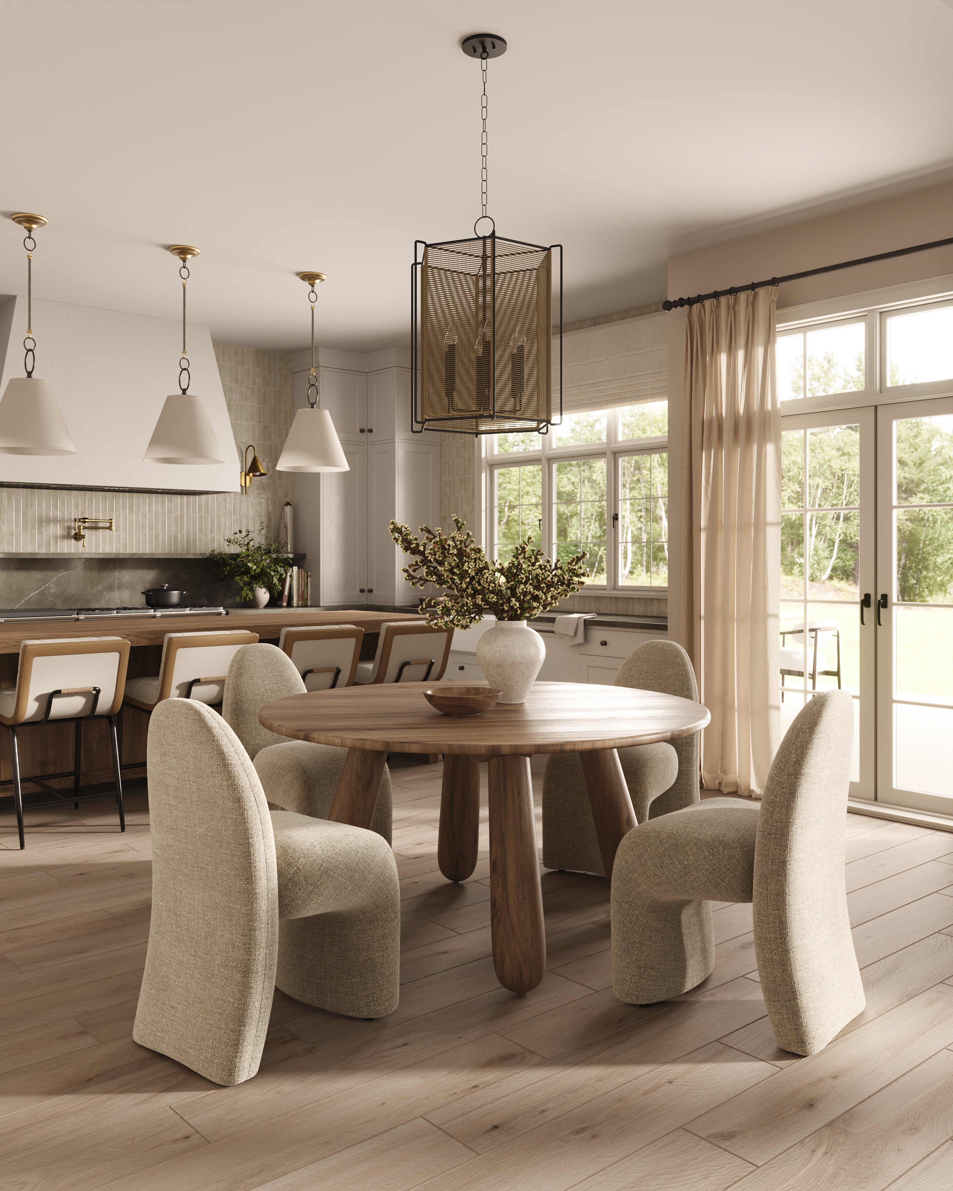 Dorien Walnut Round Dining Table in Matte, 60"