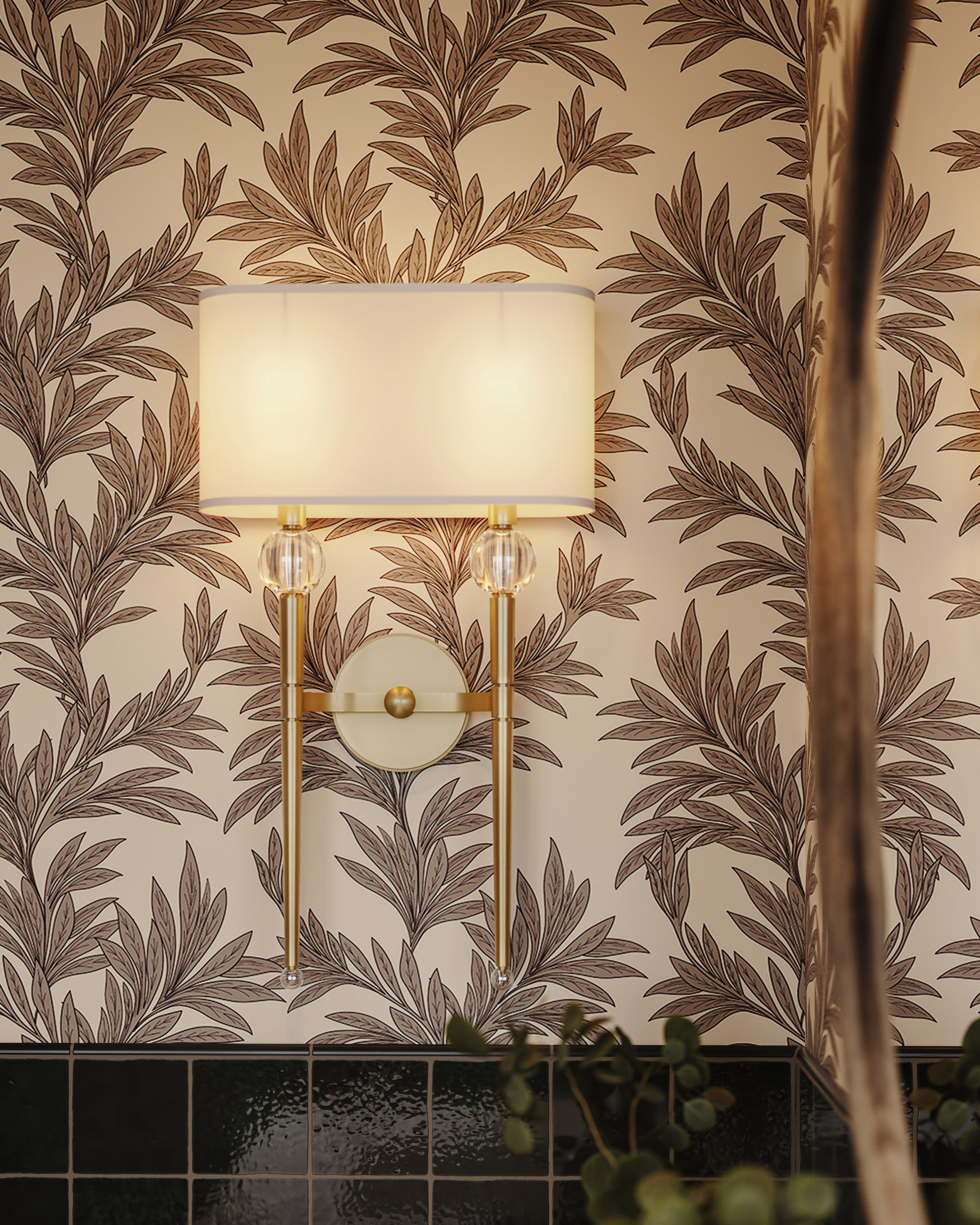 Mickelson 2-Light Wall Sconce in Aged Brass