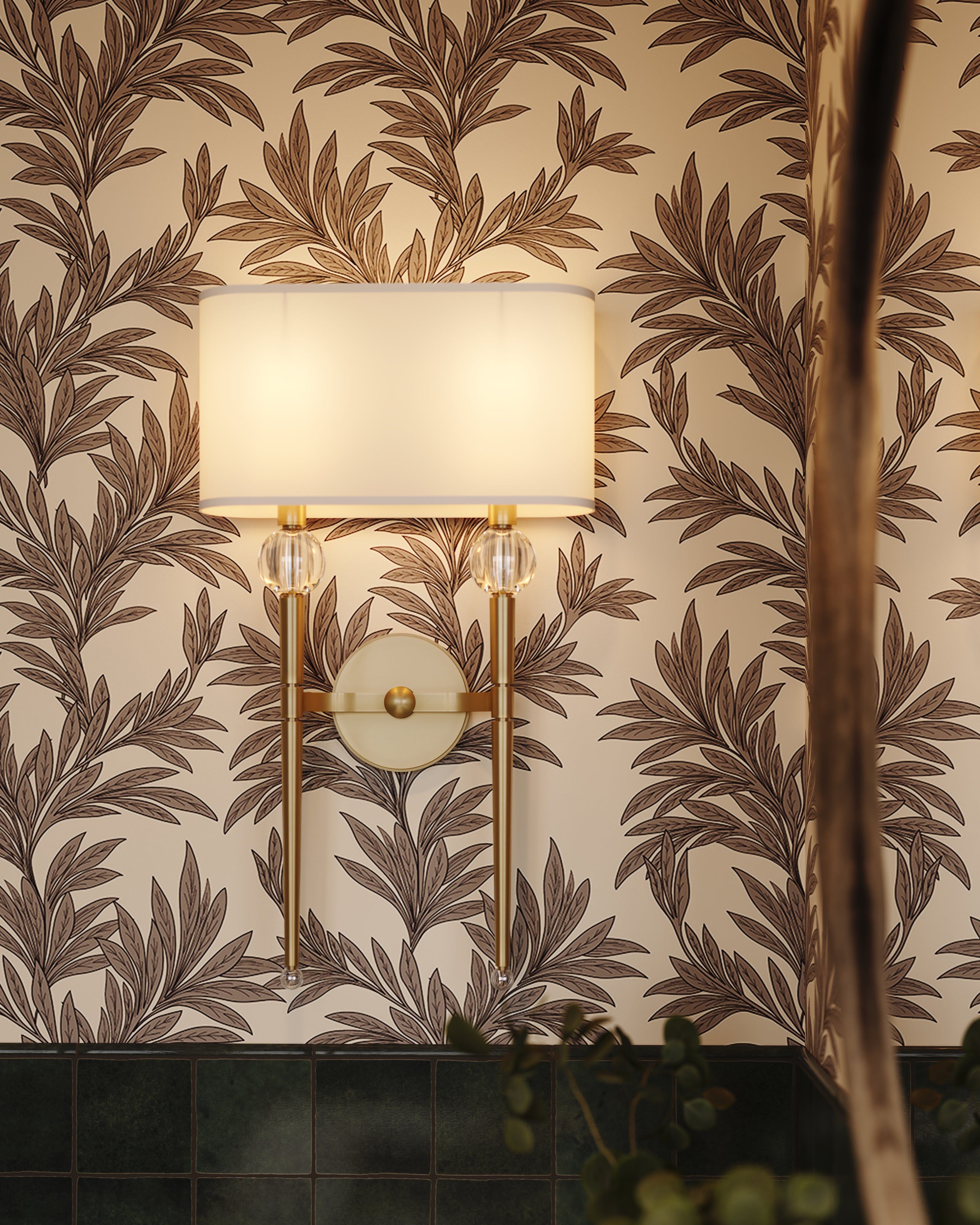 Bower Wallpaper in Black II, 52" x 132"
