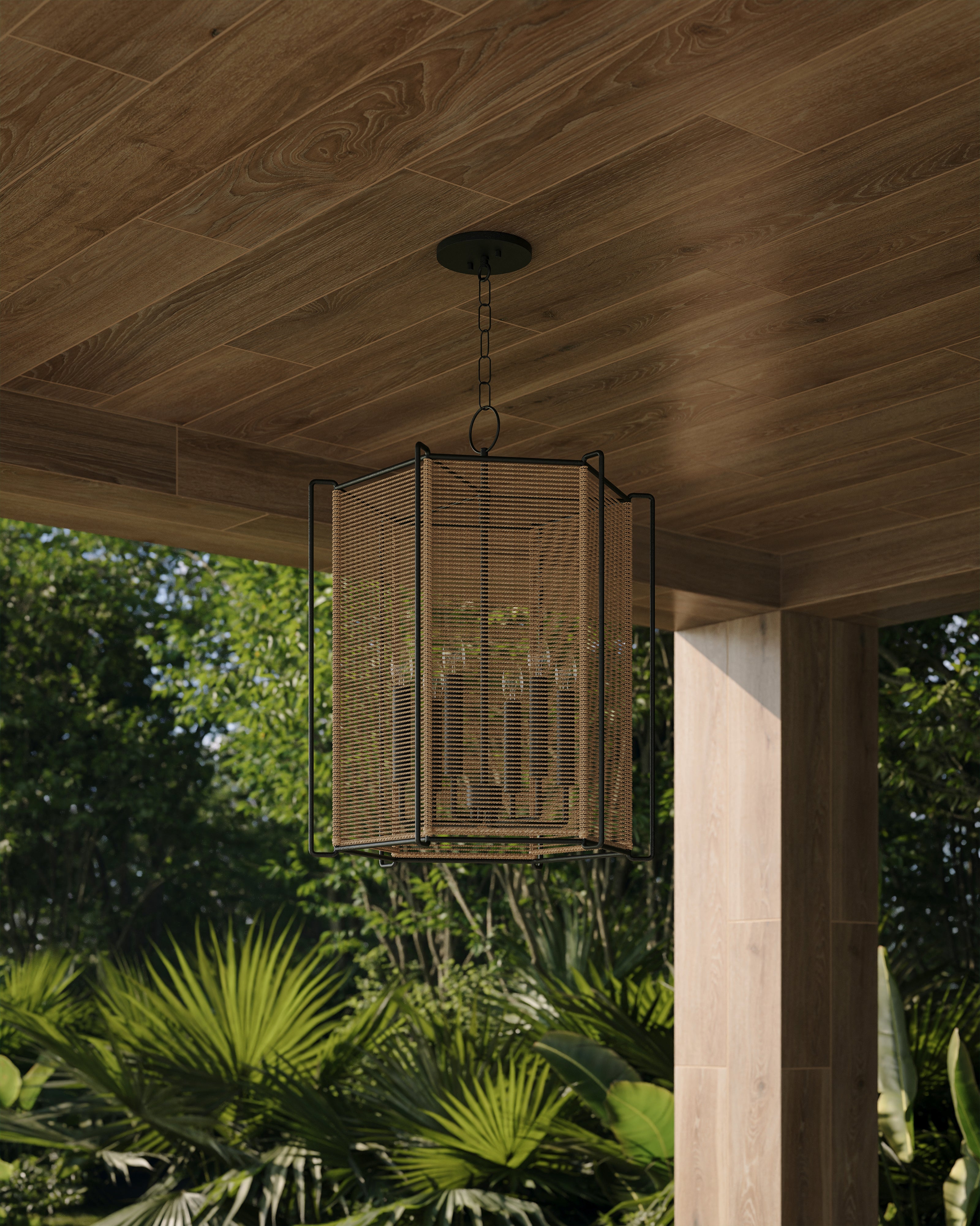 Ameena Lantern In Textured Black