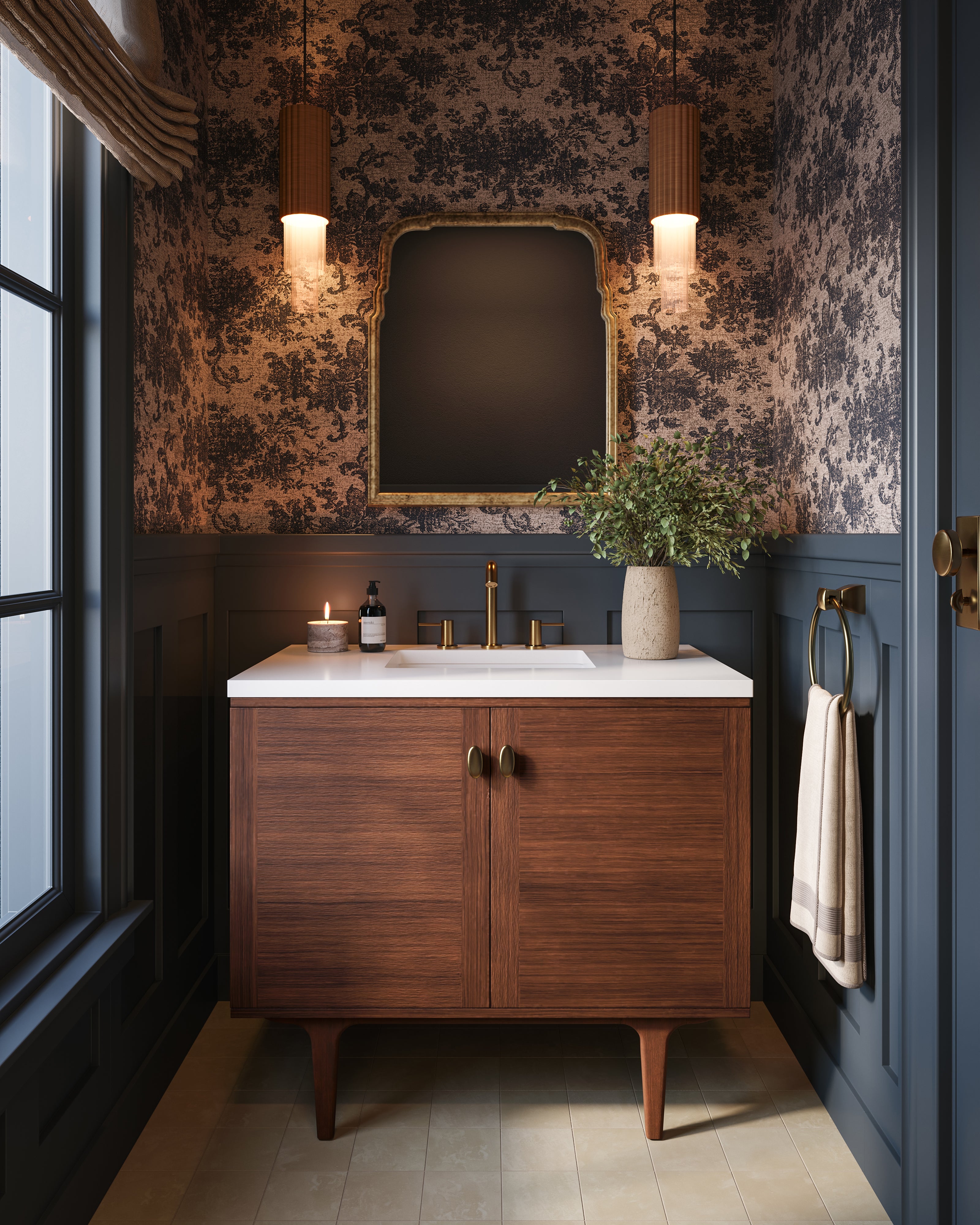 Clementine Mirror in Antiqued Gold Leaf