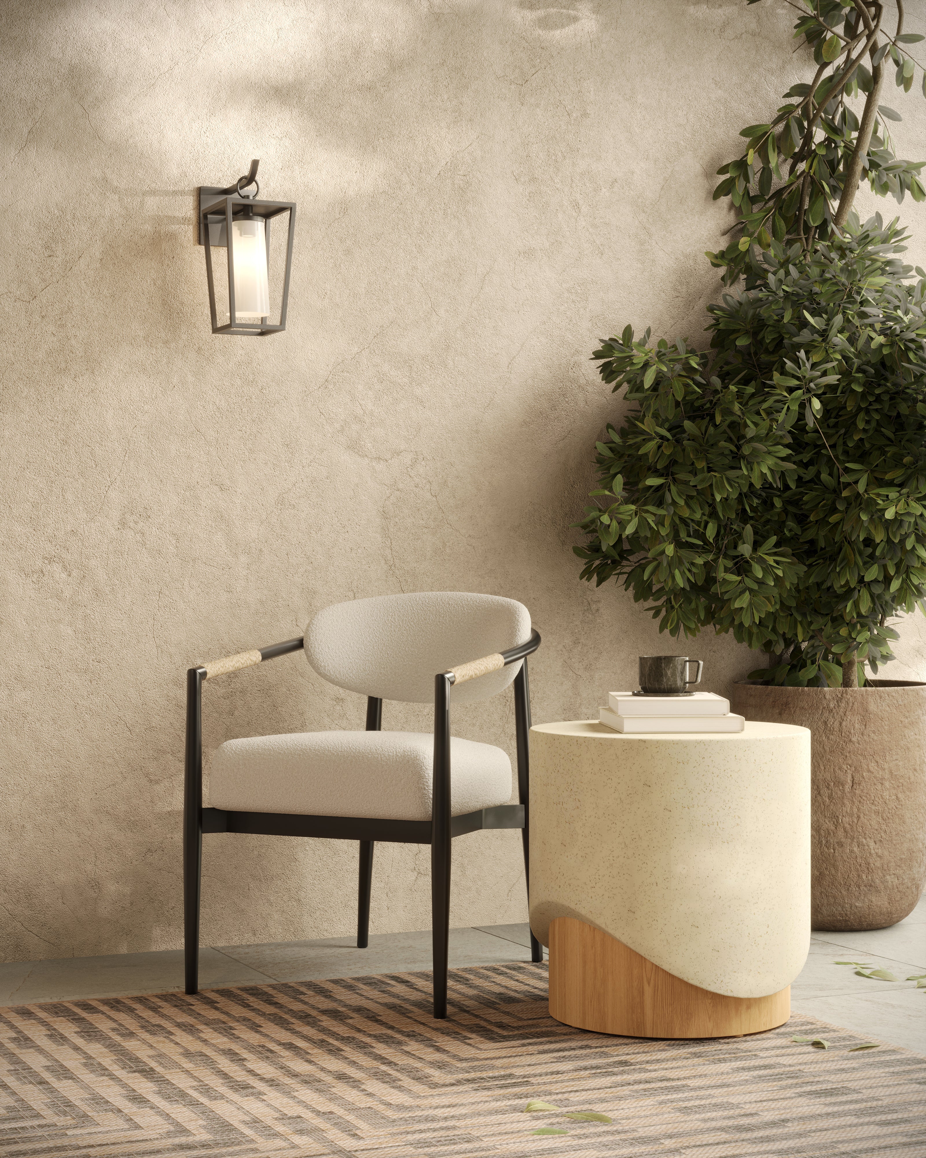 Cassian Outdoor End Table in Cream