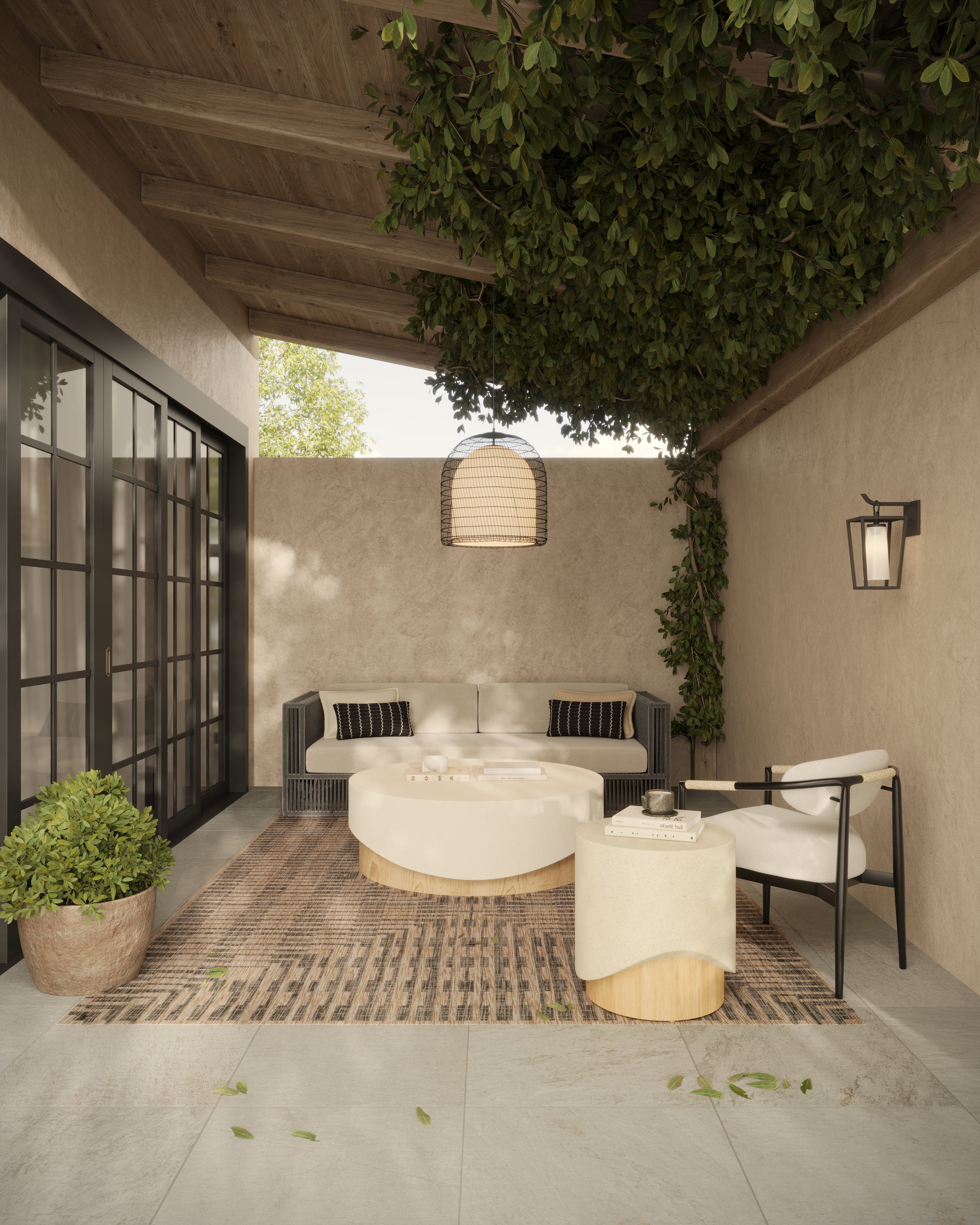 Cassian Outdoor End Table in Cream
