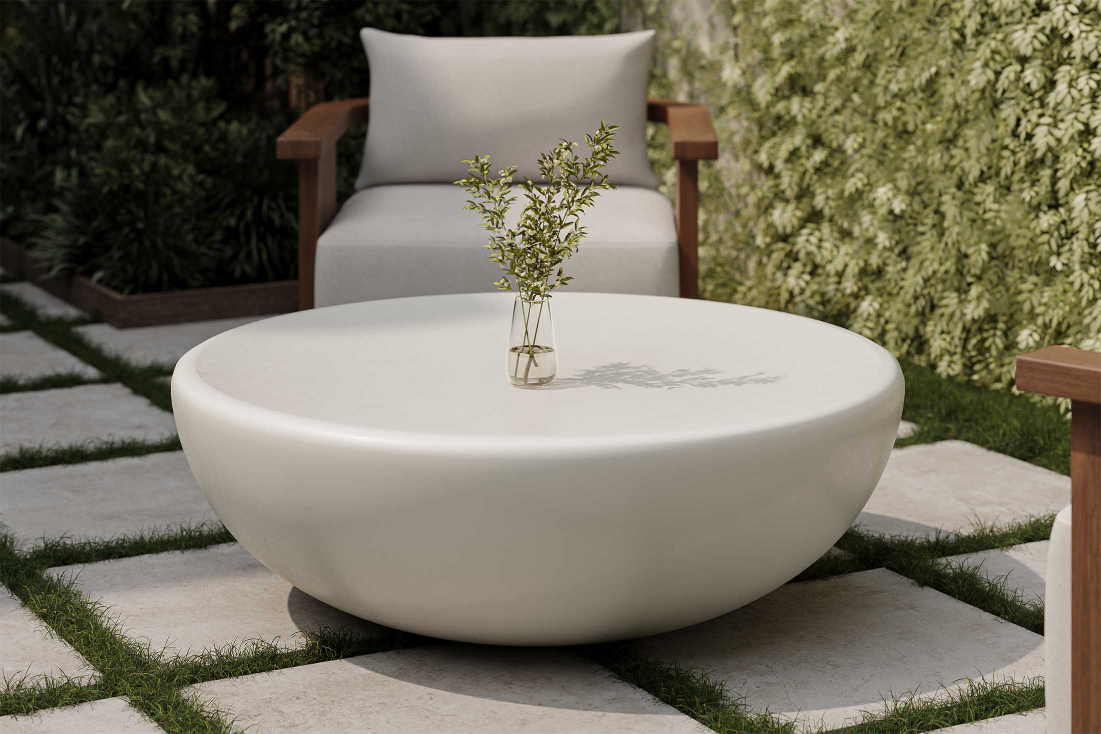 Alina Outdoor Coffee Table in White