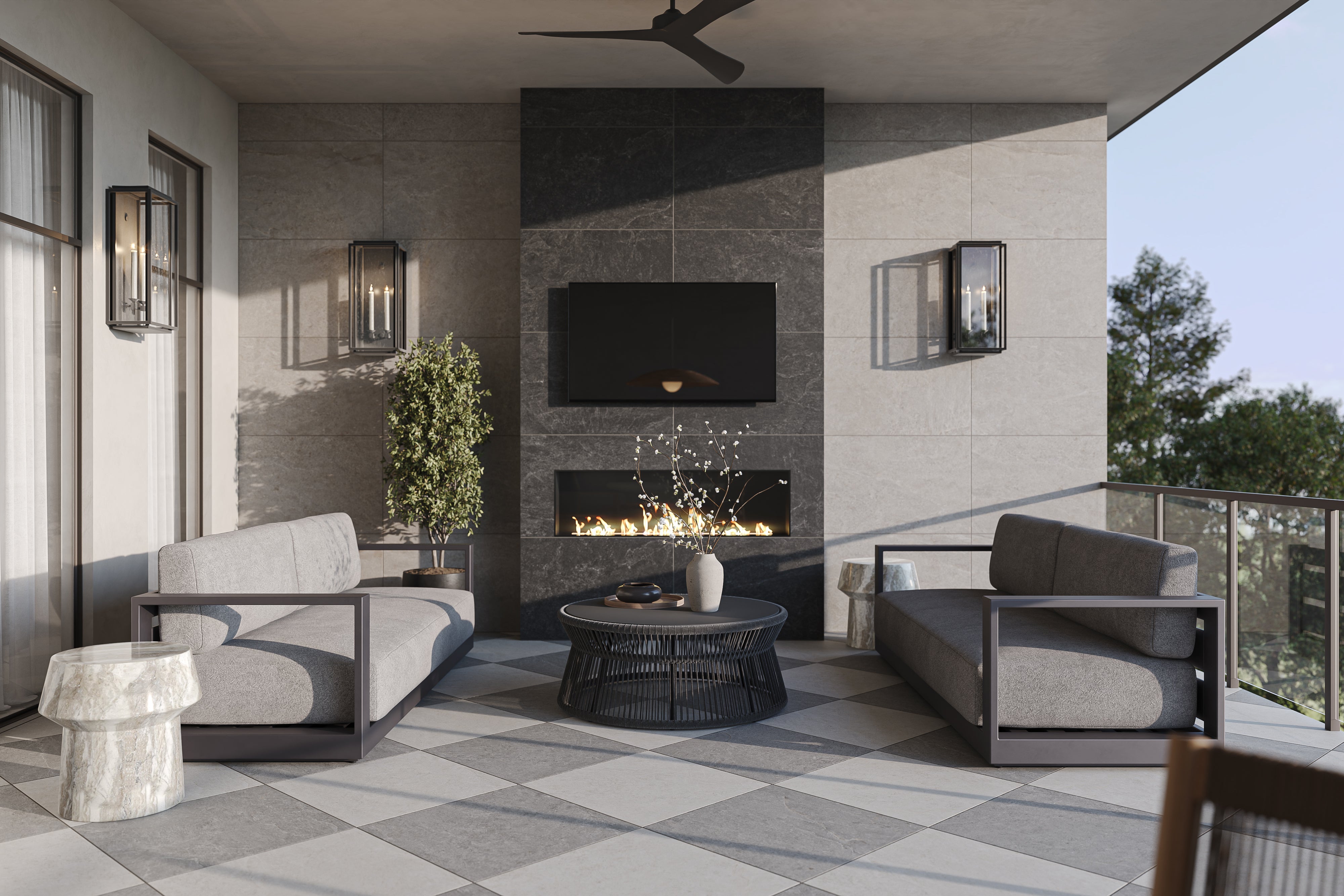 Noa Outdoor Sofa in Grey