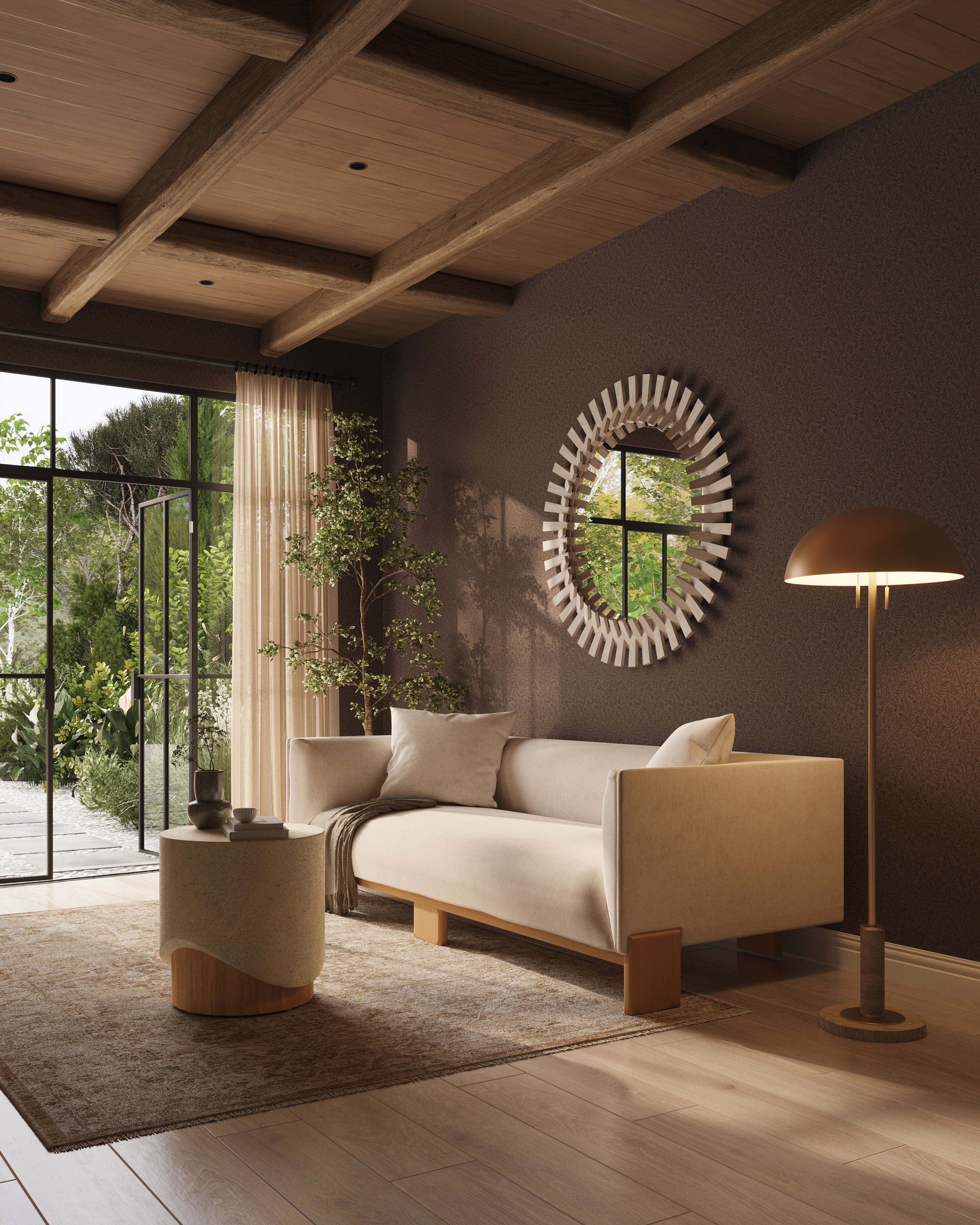 Bellmere Round Mirror in Whitewash