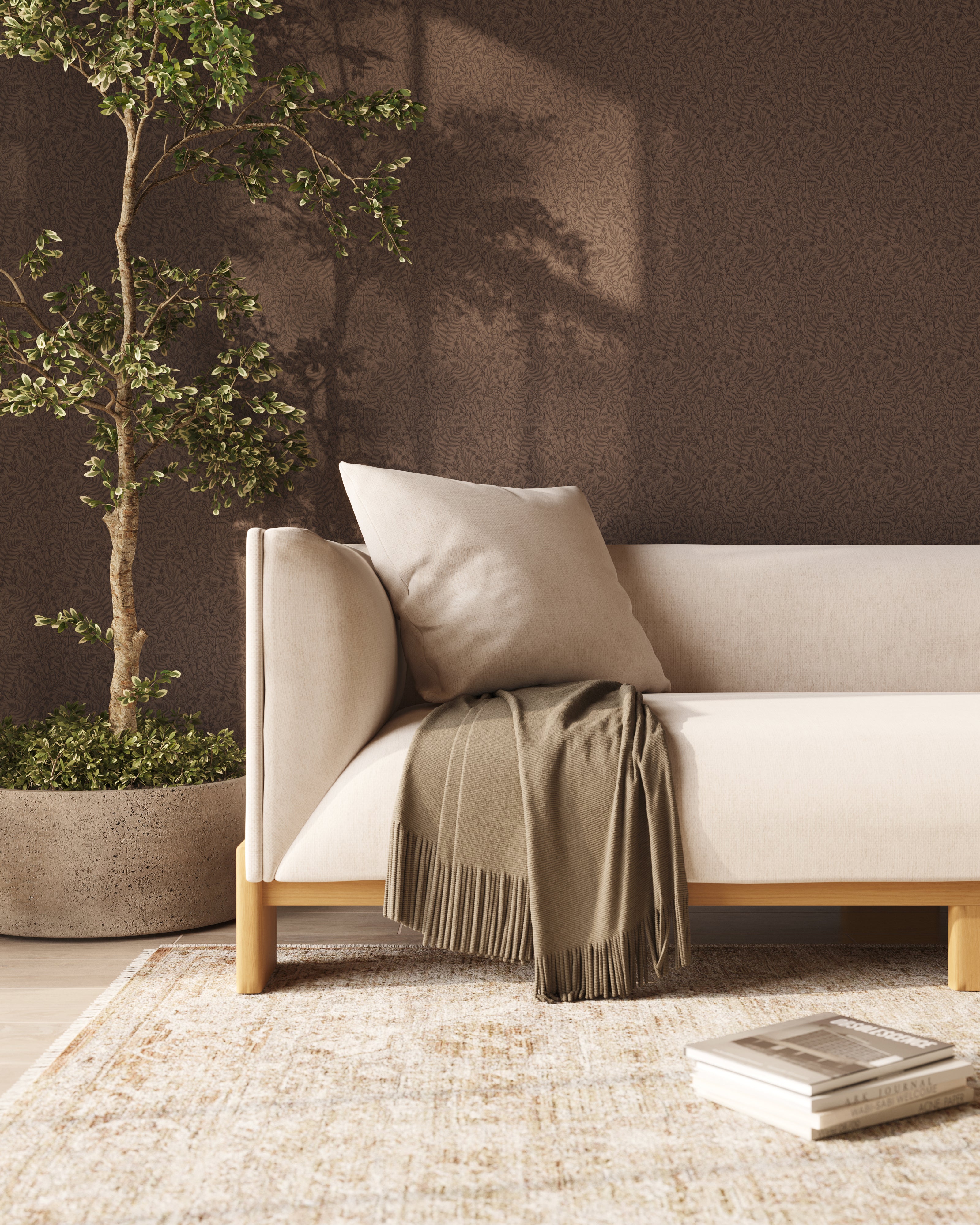 Strafford Wallpaper in Black/Tan II, 52" x 132"