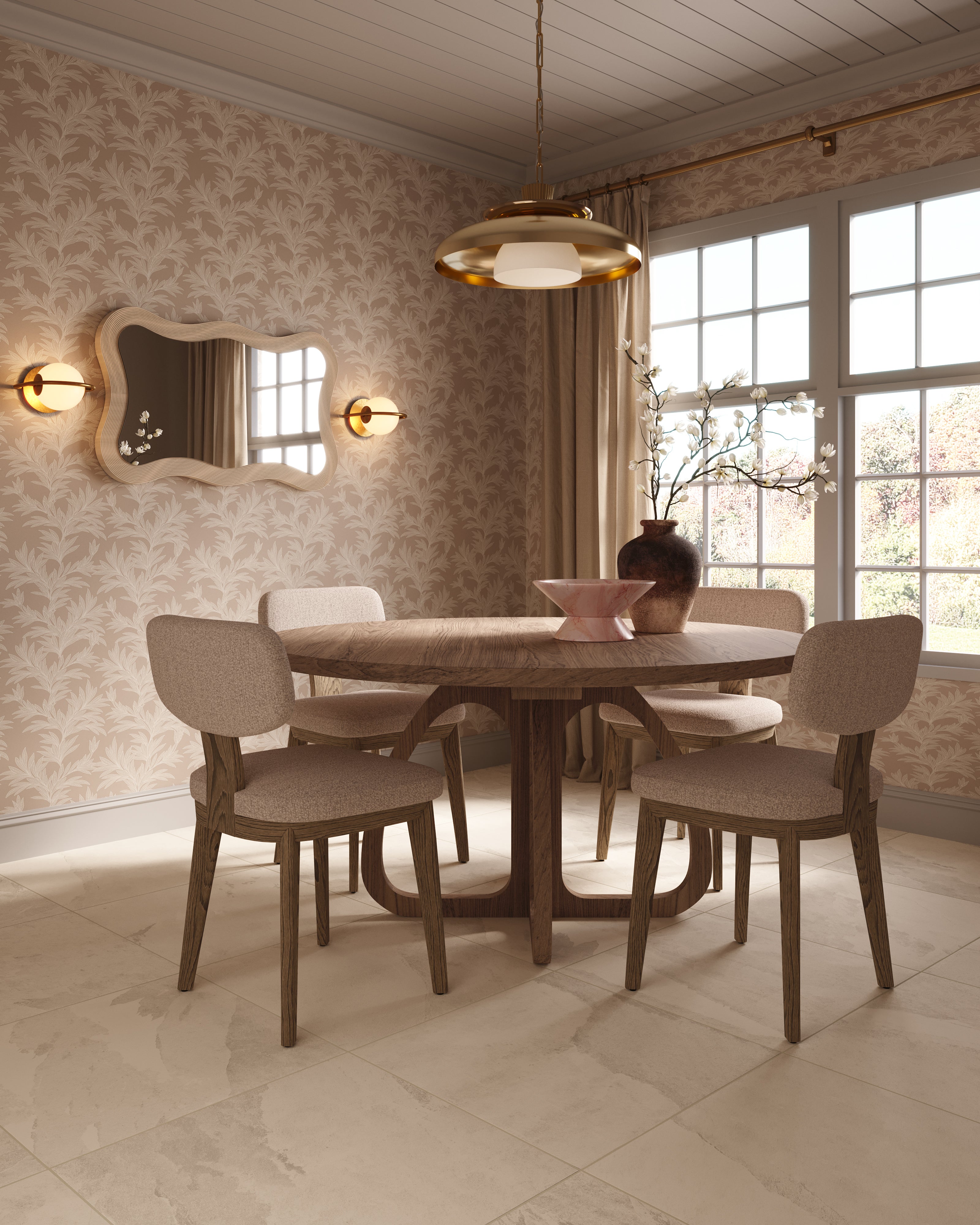 Laurent Walnut Round Dining Table in Matte, 60"