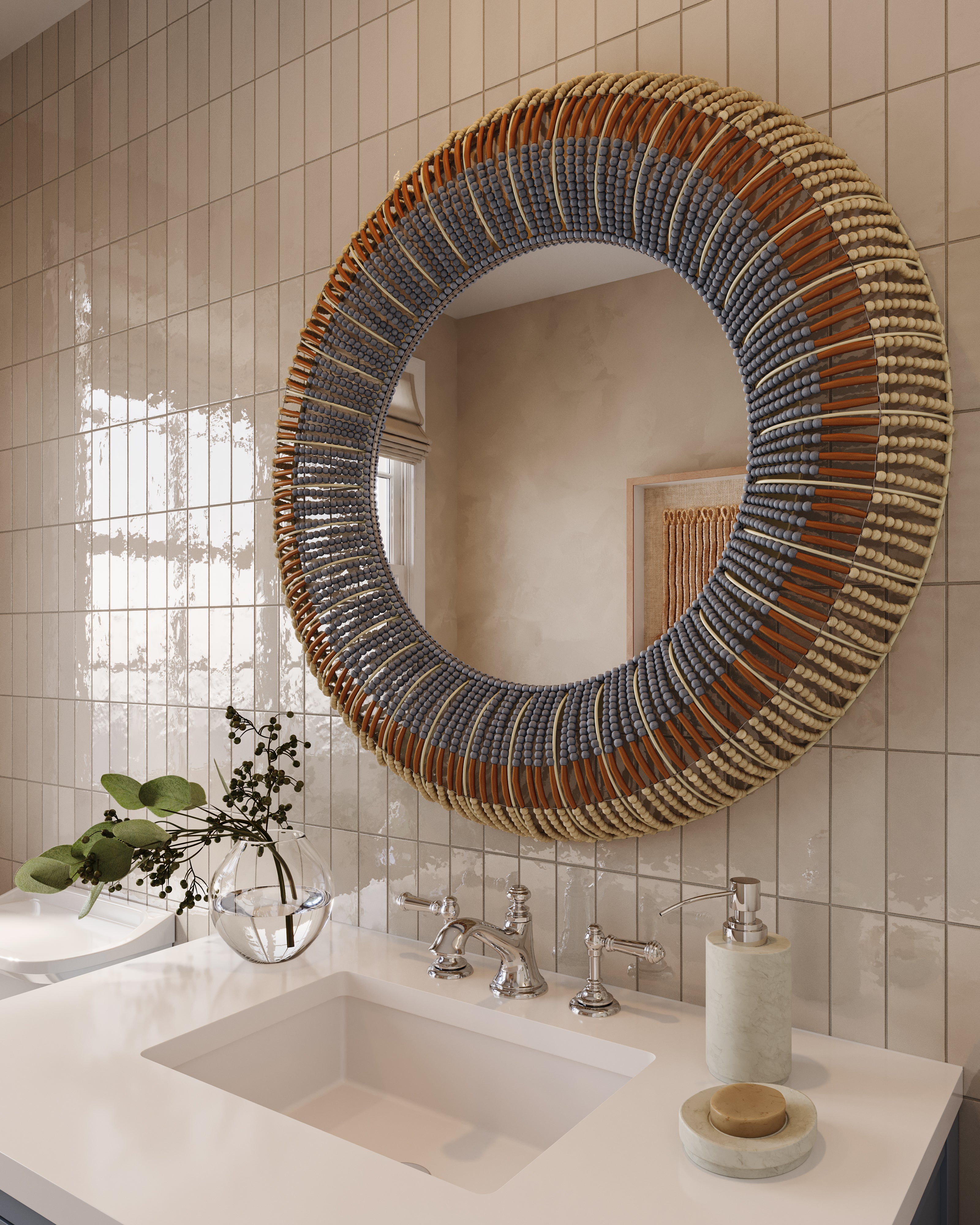 Olivienne Mirror in Natural/Blue