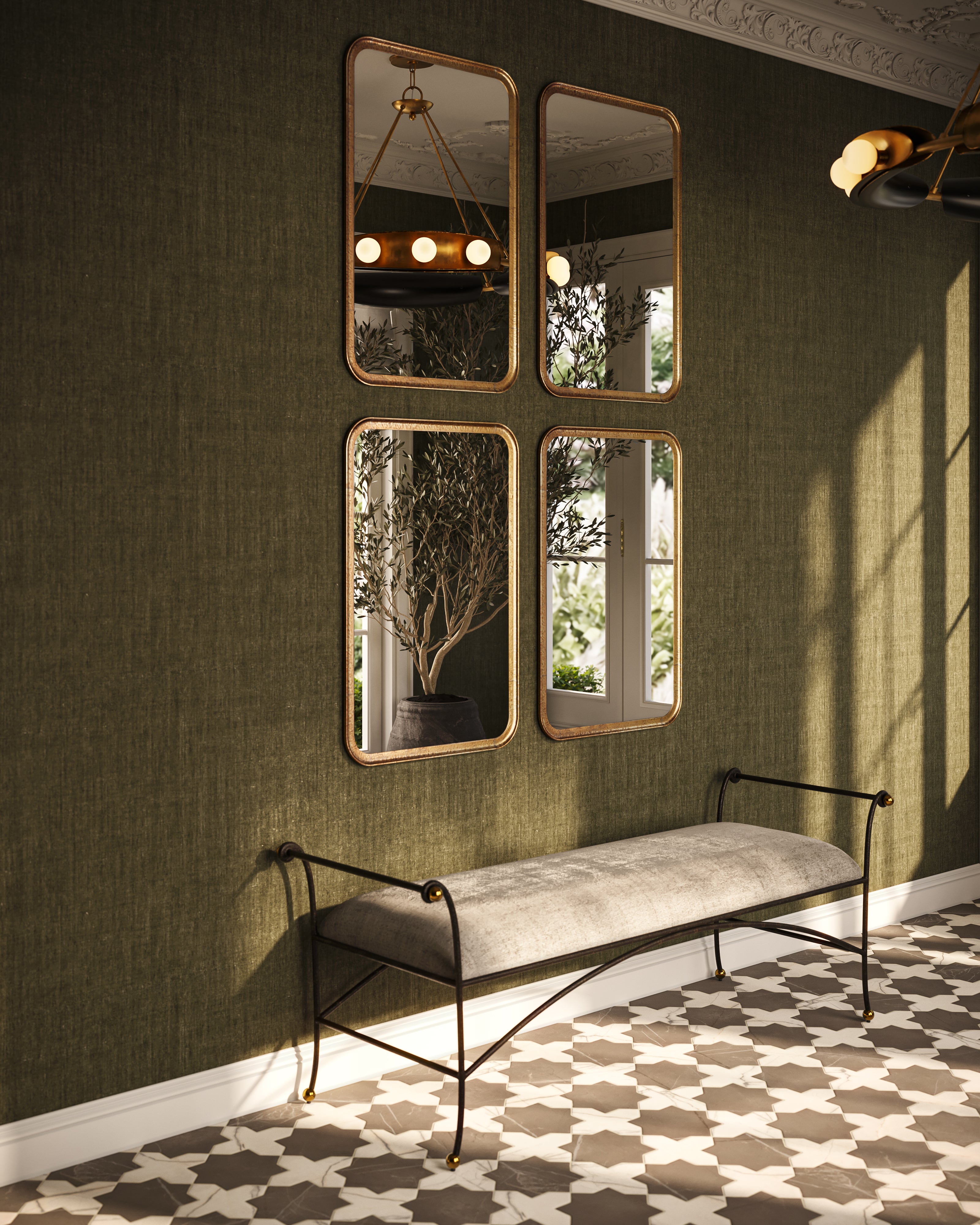 Litchfield Wallpaper in Olive, 52" x 132"