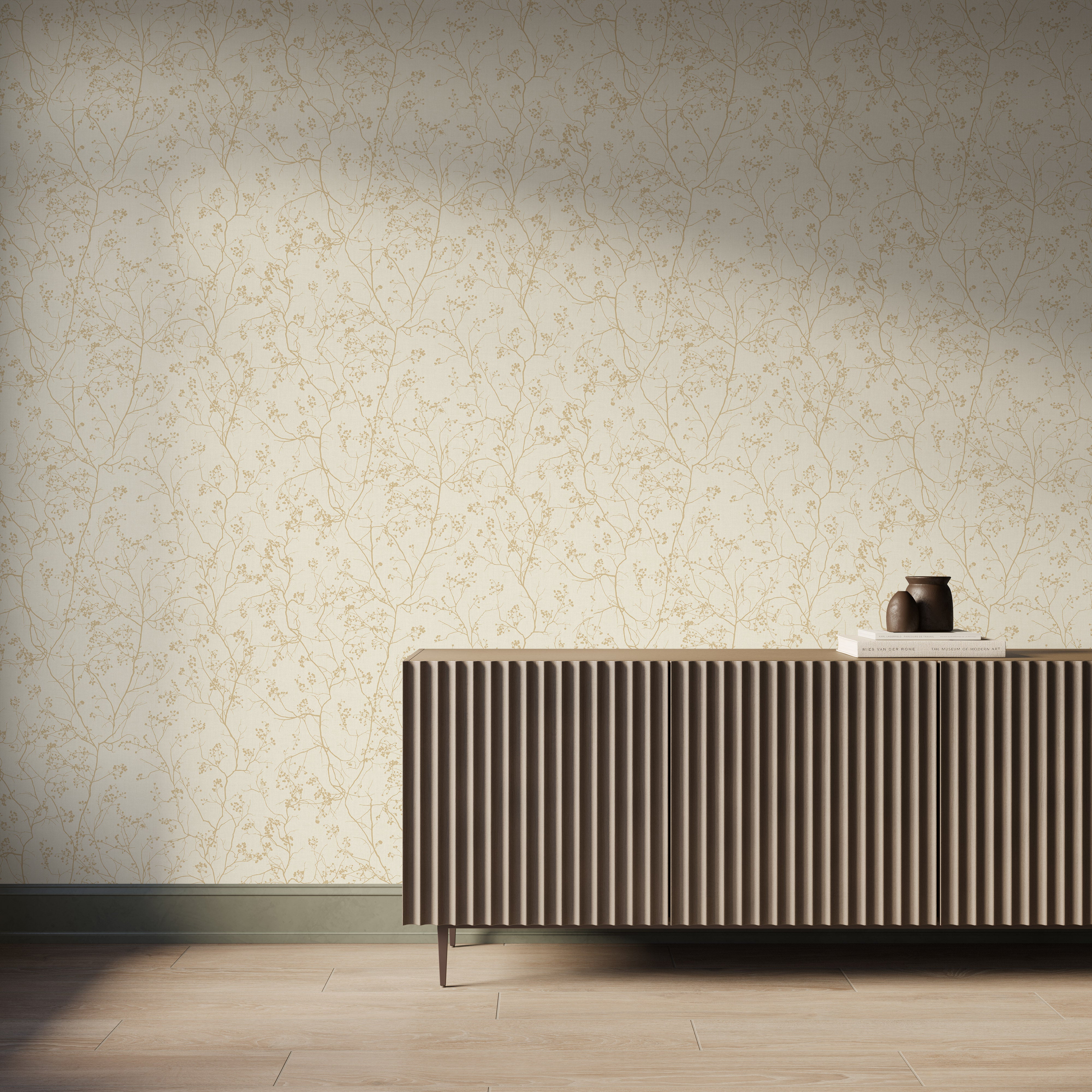 Elowen Wallpaper in Cream/Gold