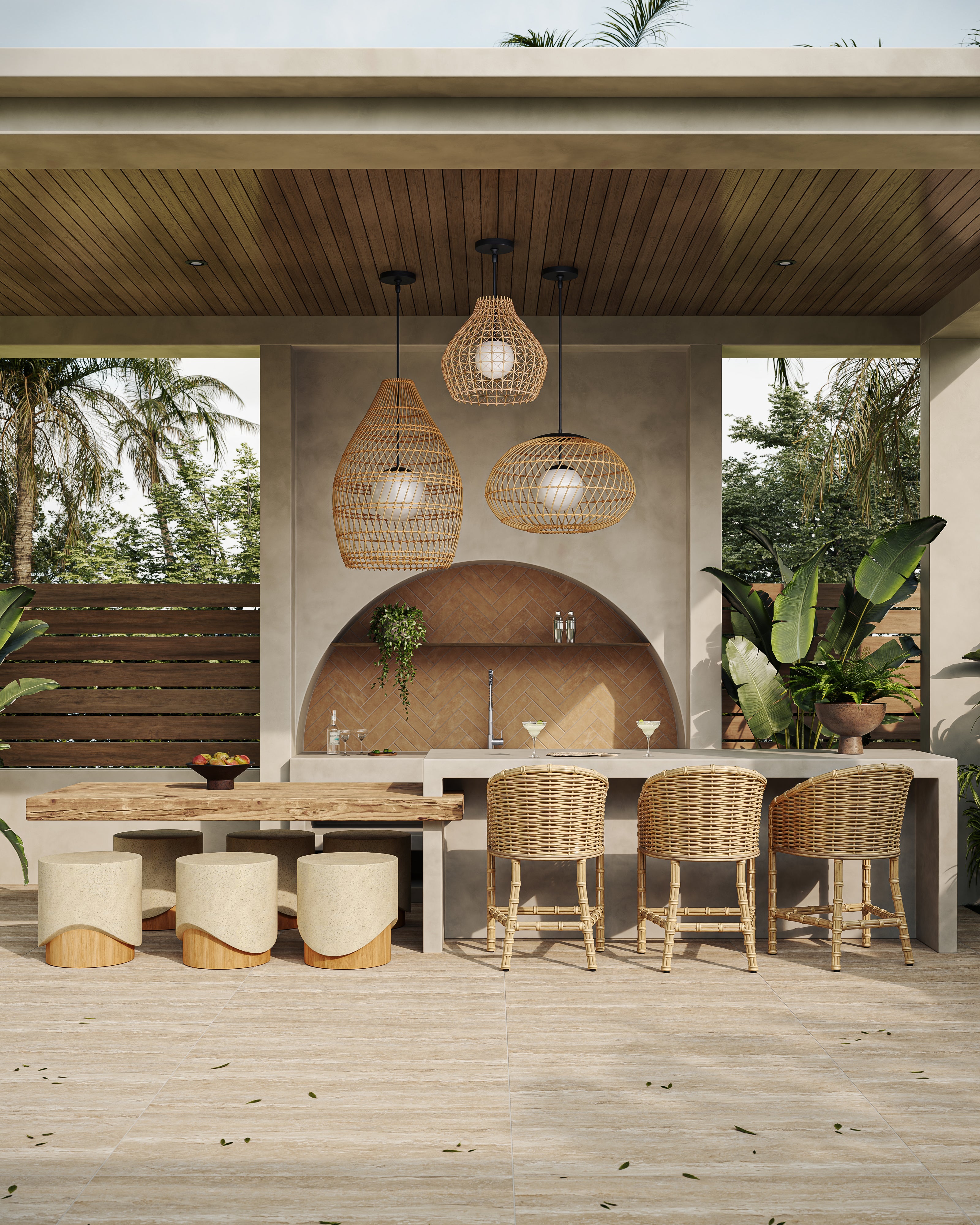 Cassian Outdoor End Table in Cream