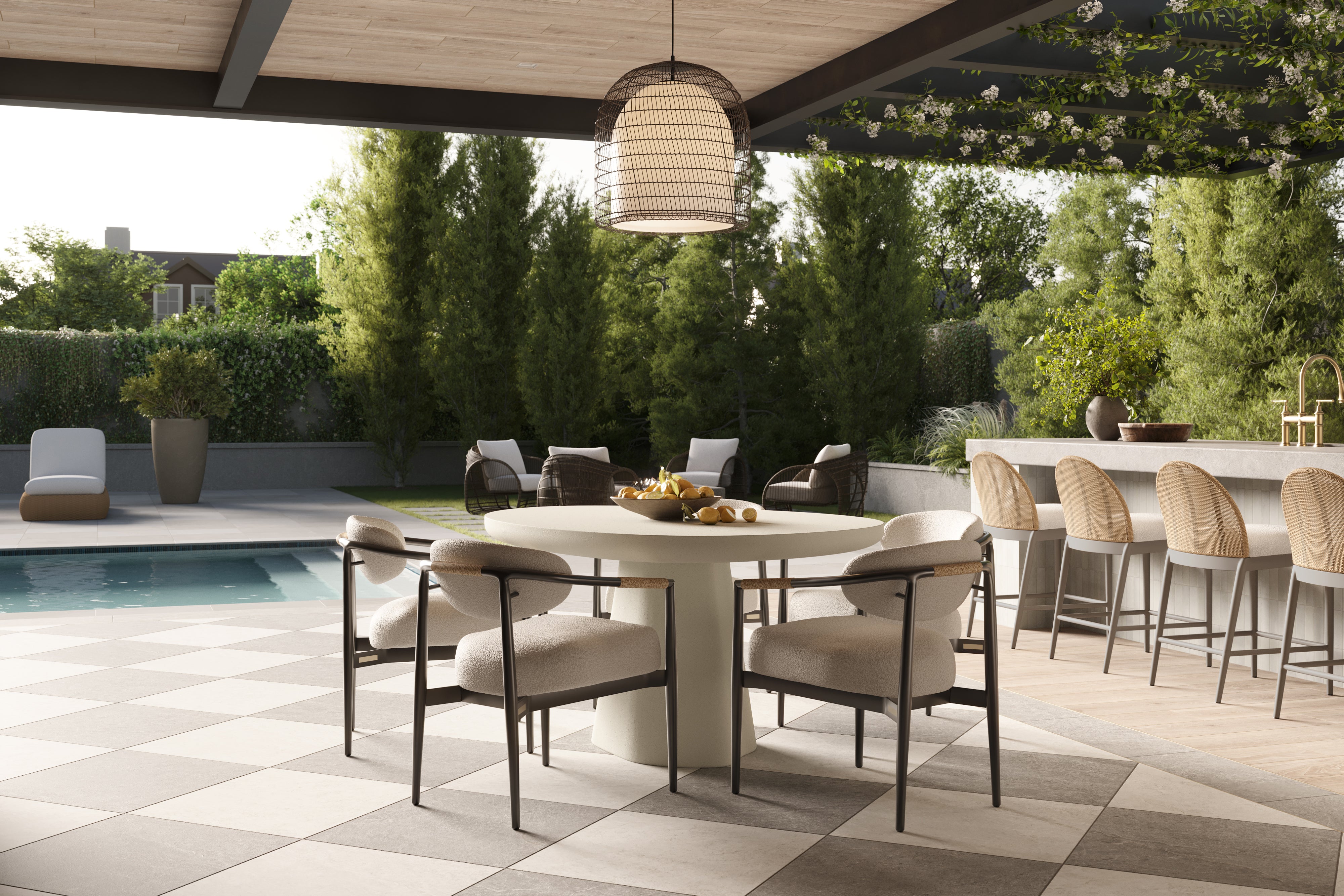 Selena 55" Outdoor Dining Table in Cream