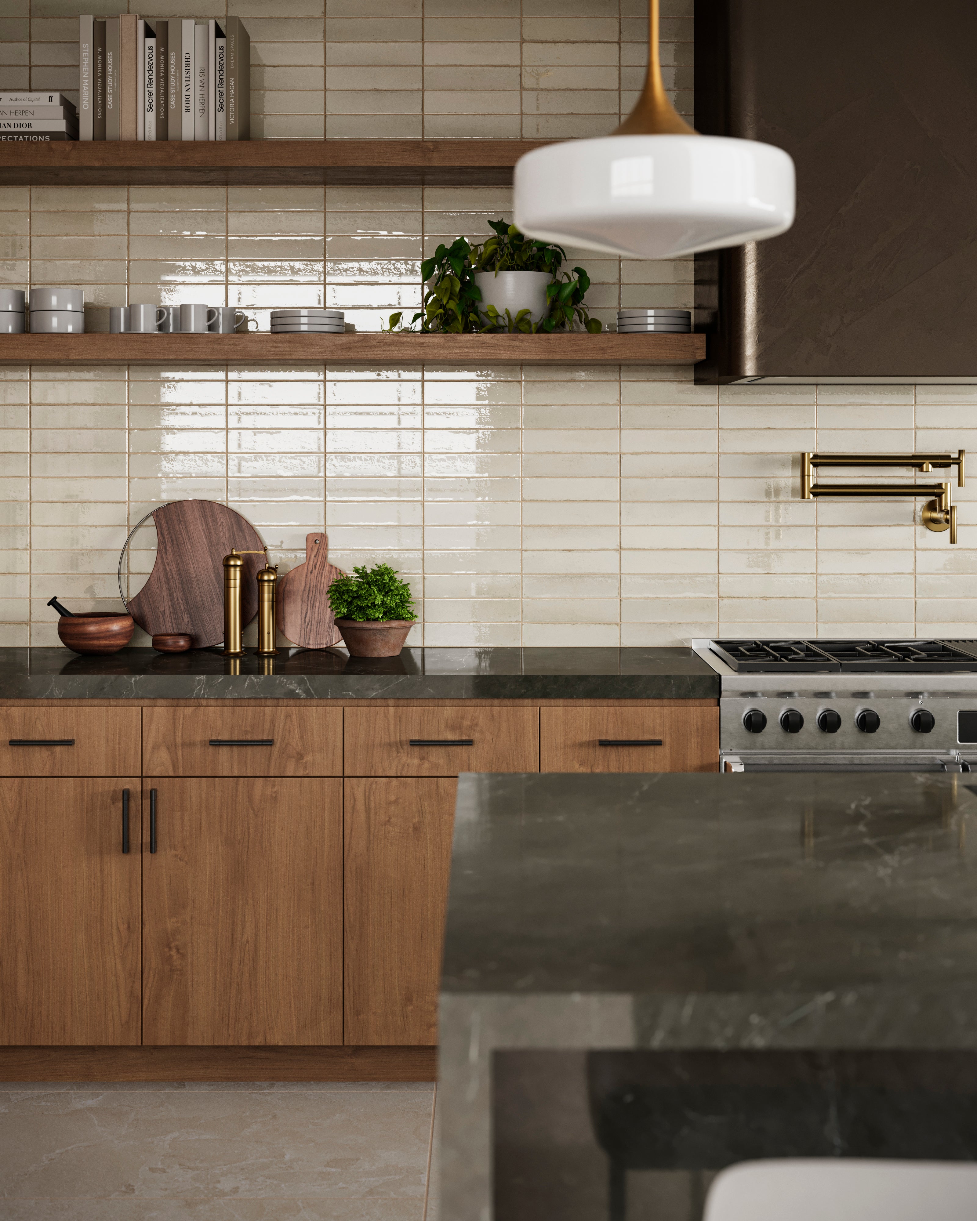 Mara 2 x 10 Glossy Ceramic Tile in Sheep's Wool