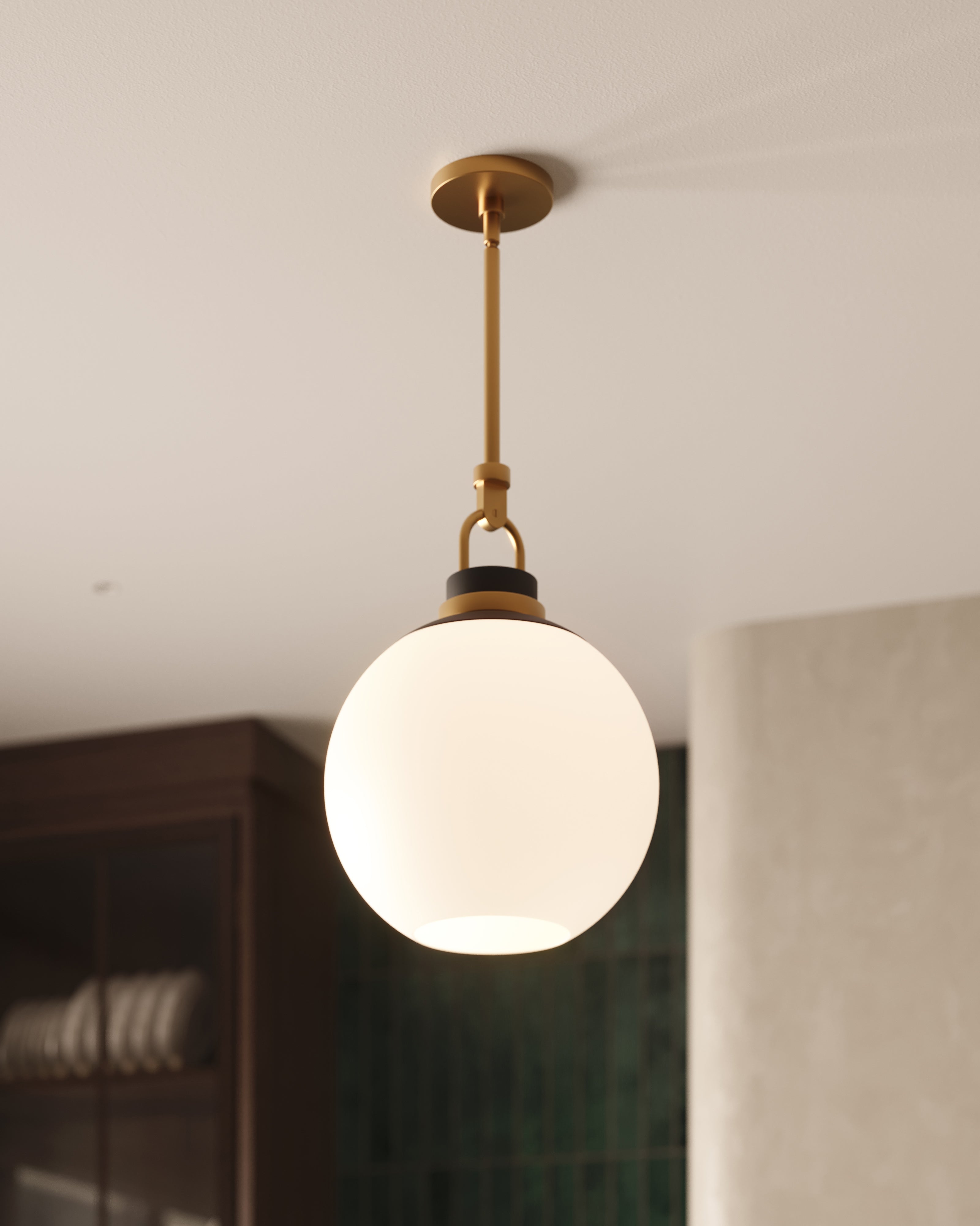 Eugene 16" 1 Light Pendant in Aged Gold/Opal Matte Glass