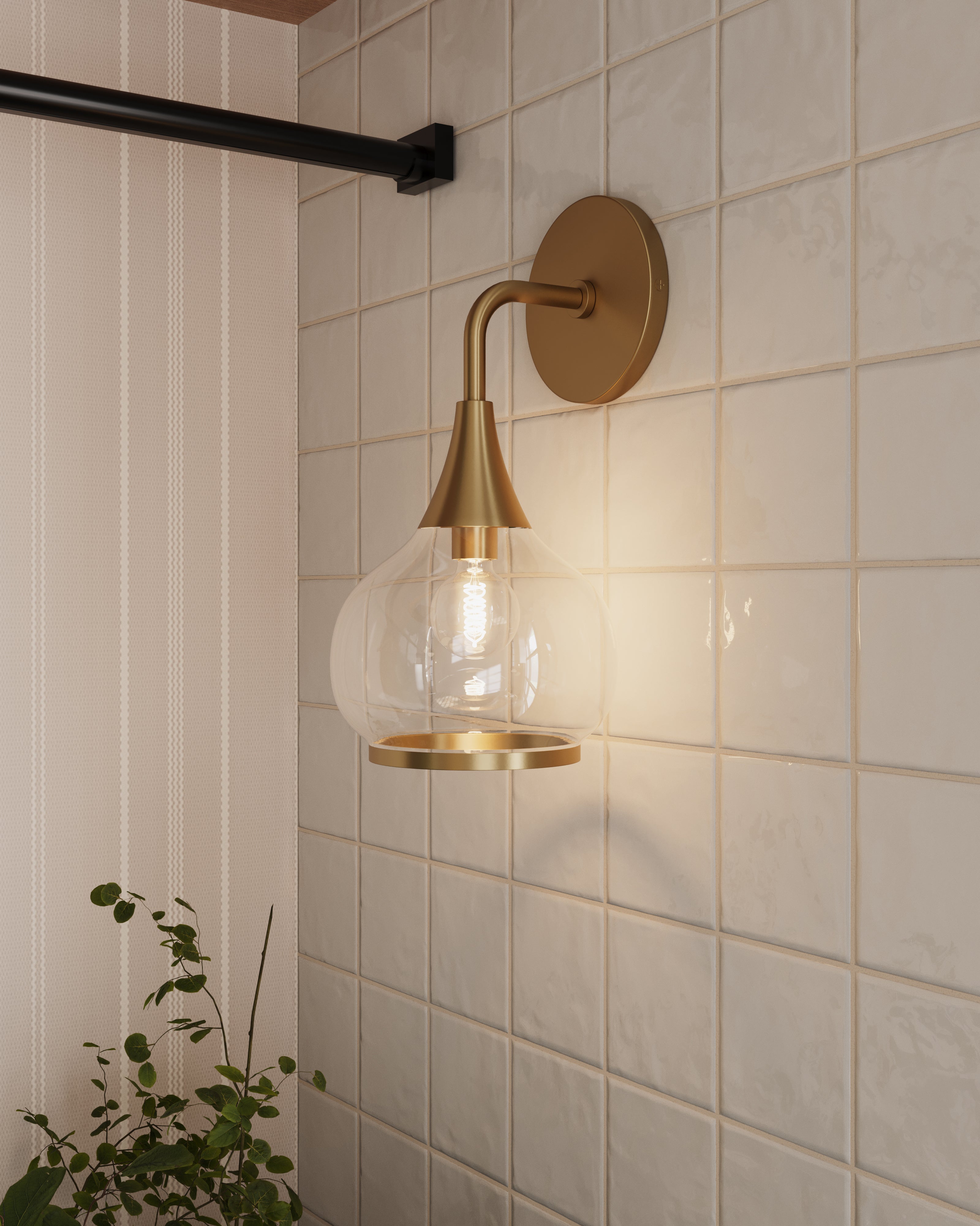 Eleanor 6" 1 Light Wall/Vanity Light in Aged Gold/Clear Glass